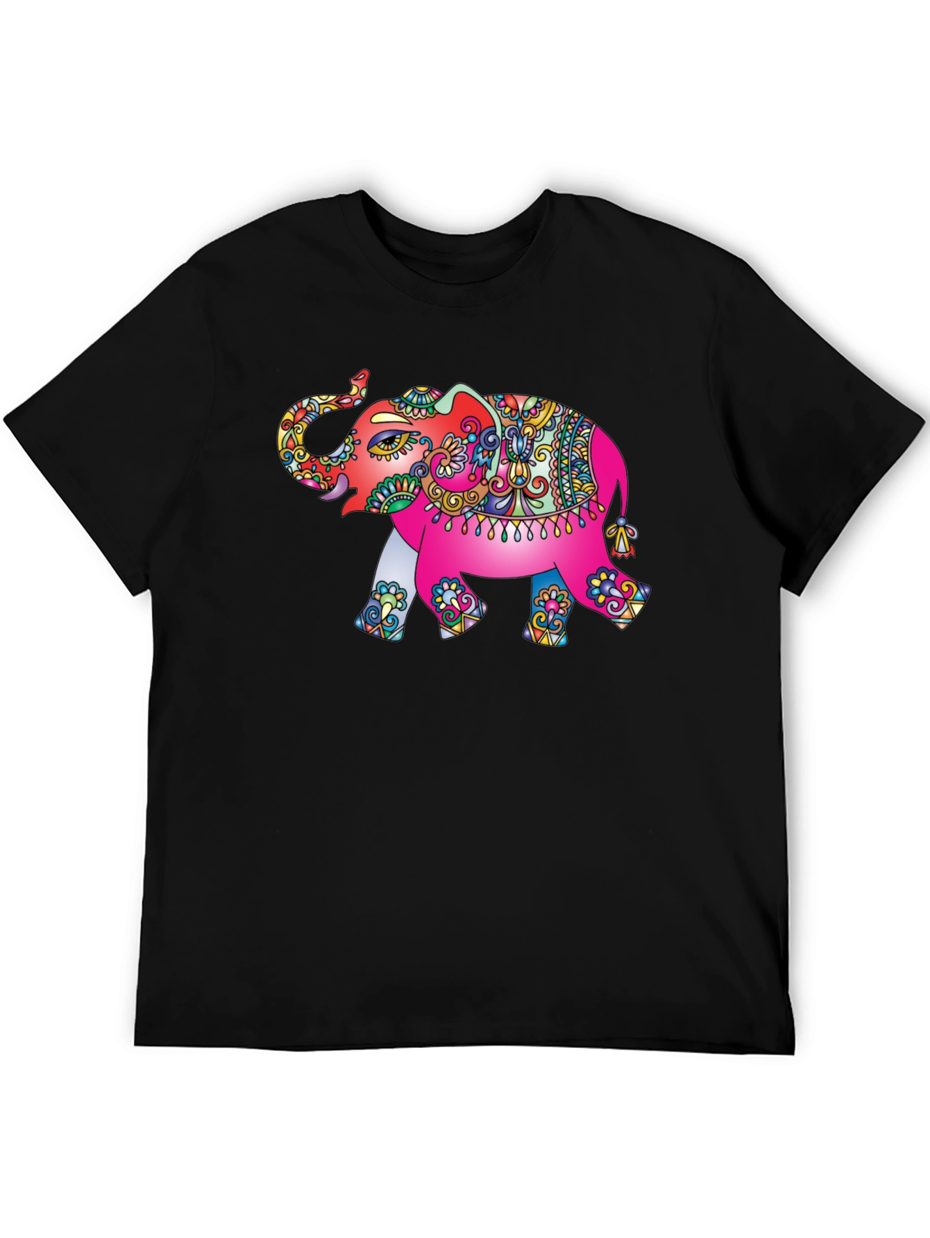 Elephant Graphic Tee - Black Cotton T-Shirt