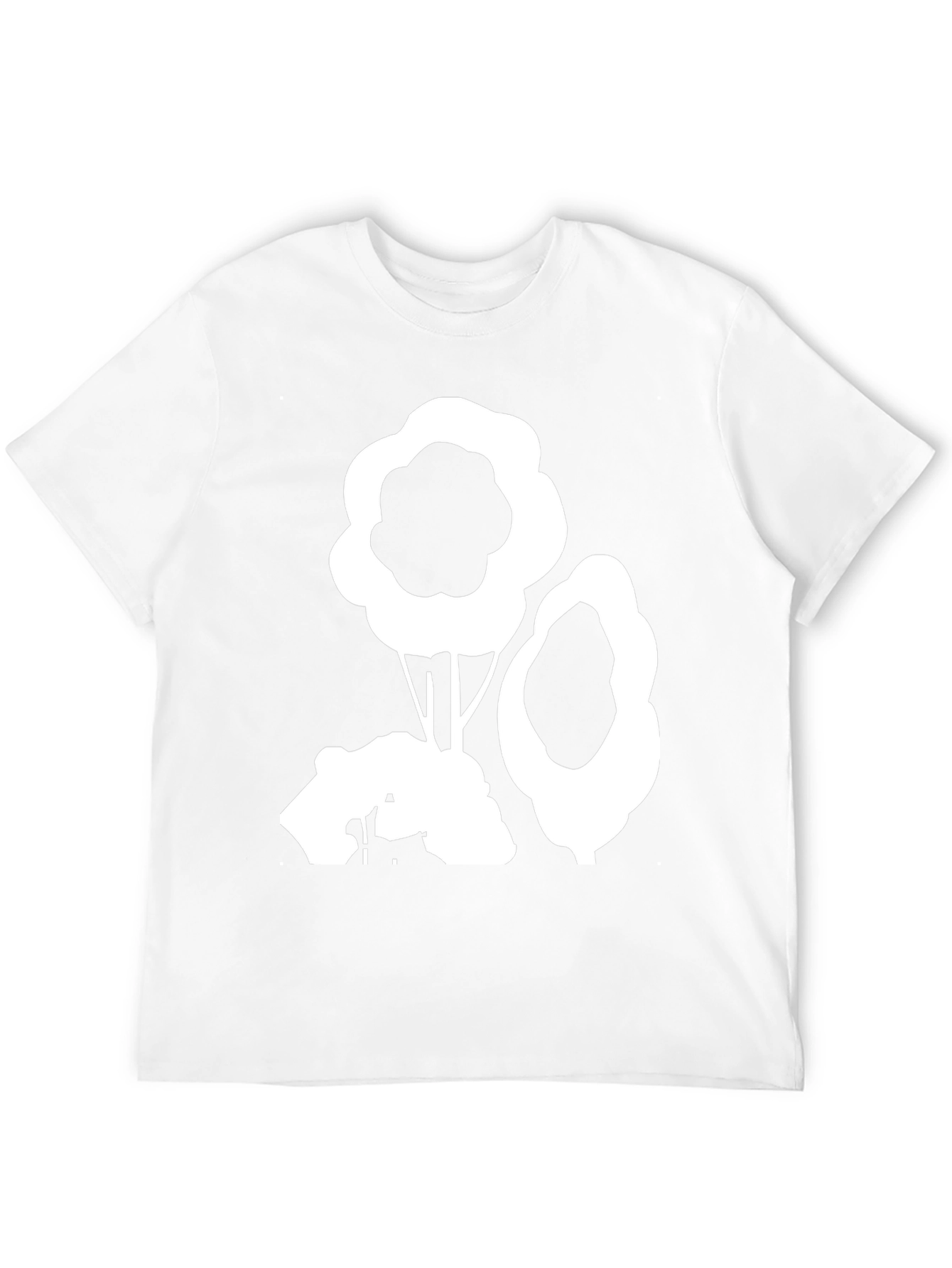 Abstract Tree Graphic Tee - Black Cotton Casual Shirt