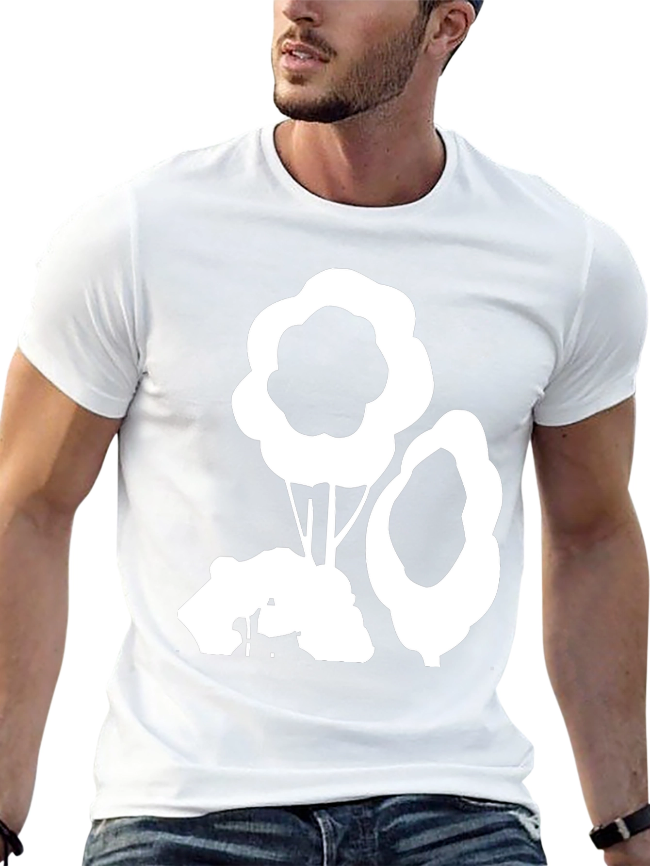 Abstract Tree Graphic Tee - Black Cotton Casual Shirt