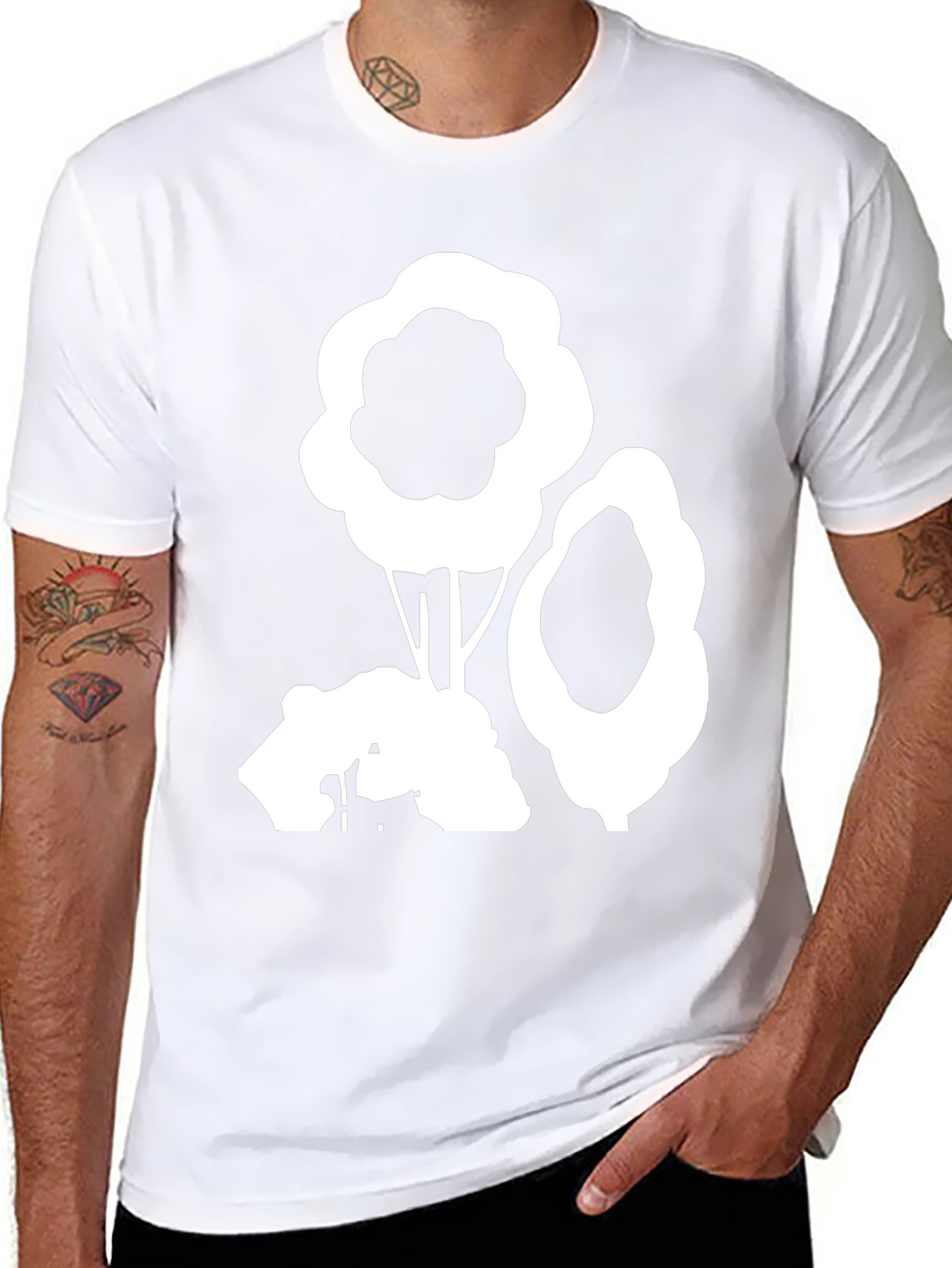 Abstract Tree Graphic Tee - Black Cotton Casual Shirt