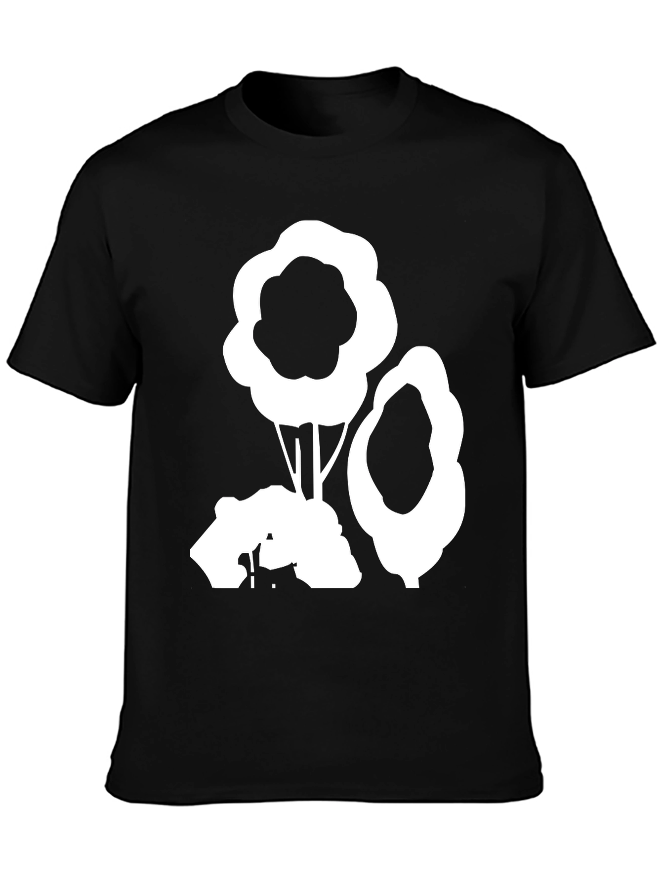 Abstract Tree Graphic Tee - Black Cotton Casual Shirt