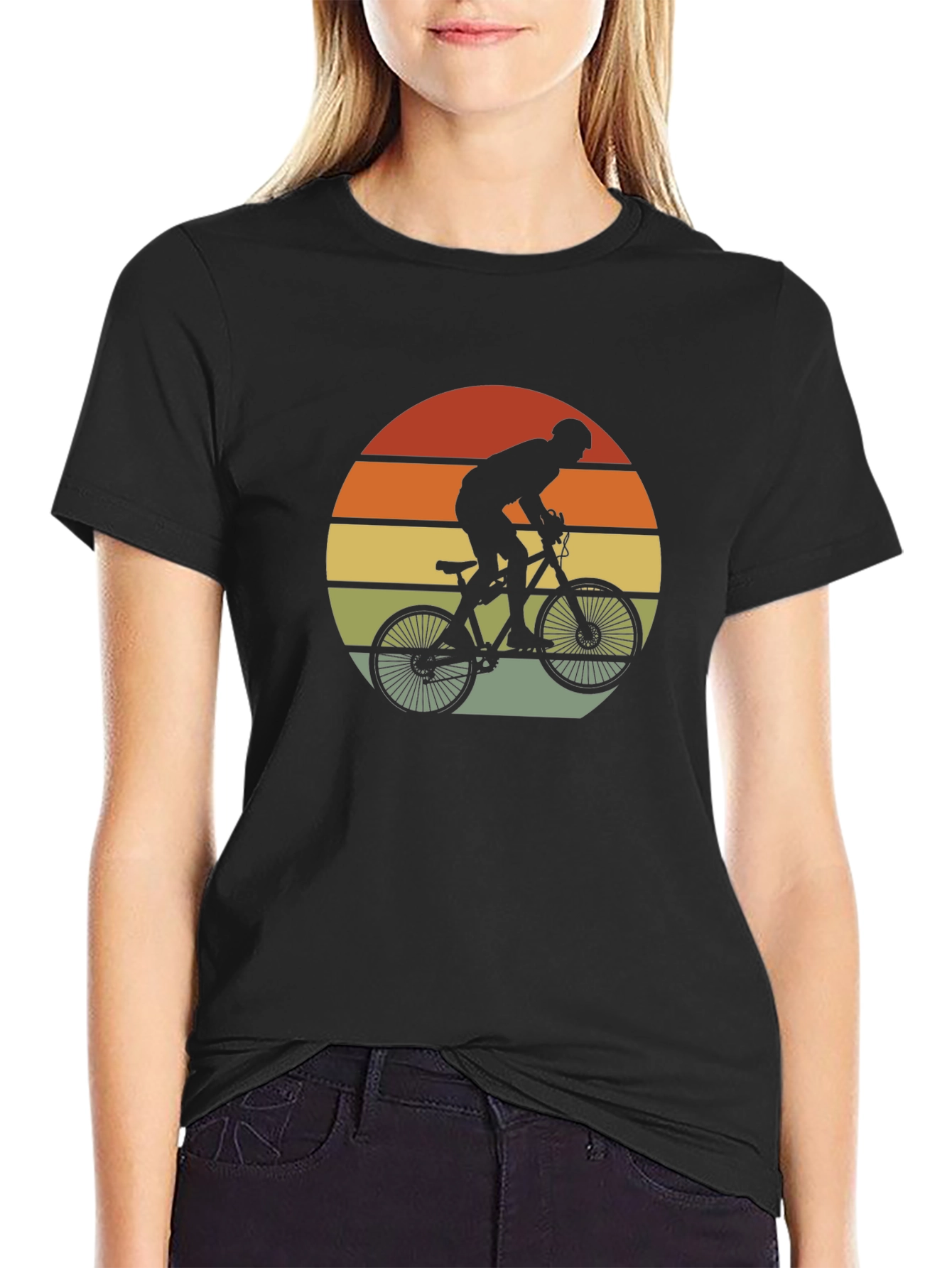 Retro Cycling T-Shirt - Mountain Bike Silhouette