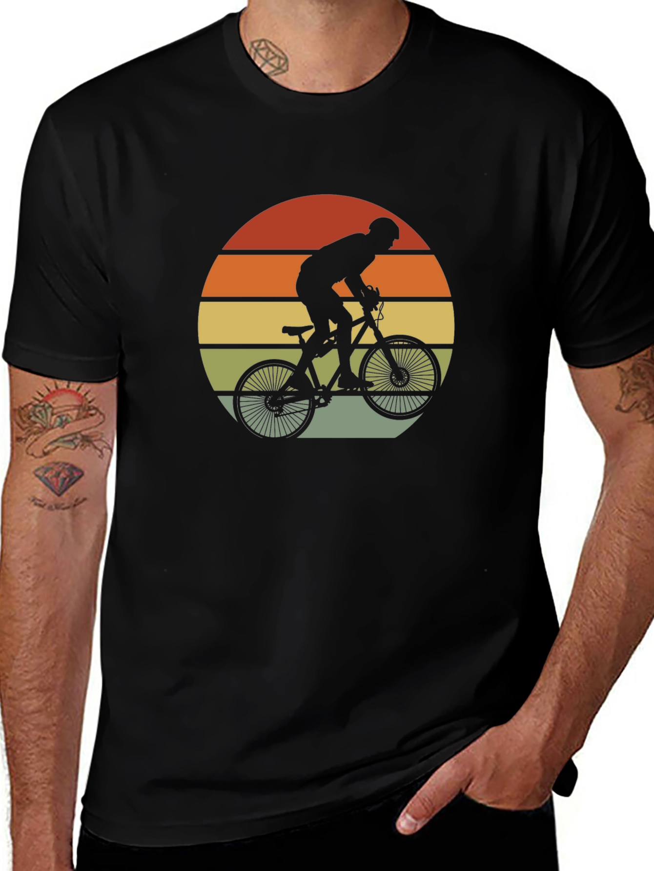 Retro Cycling T-Shirt - Mountain Bike Silhouette