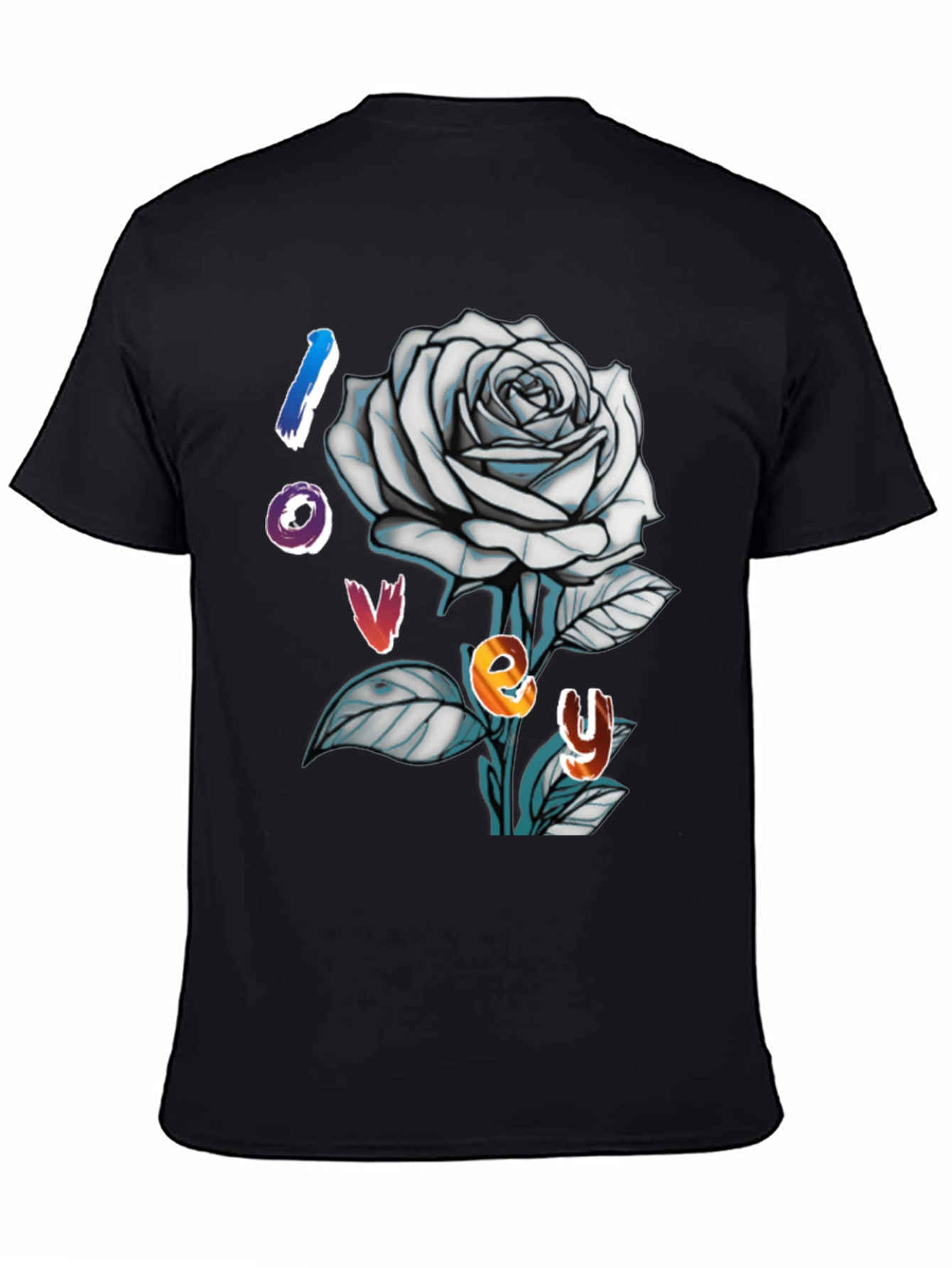 Love Rose Graphic Tee - Trendy Black T-Shirt