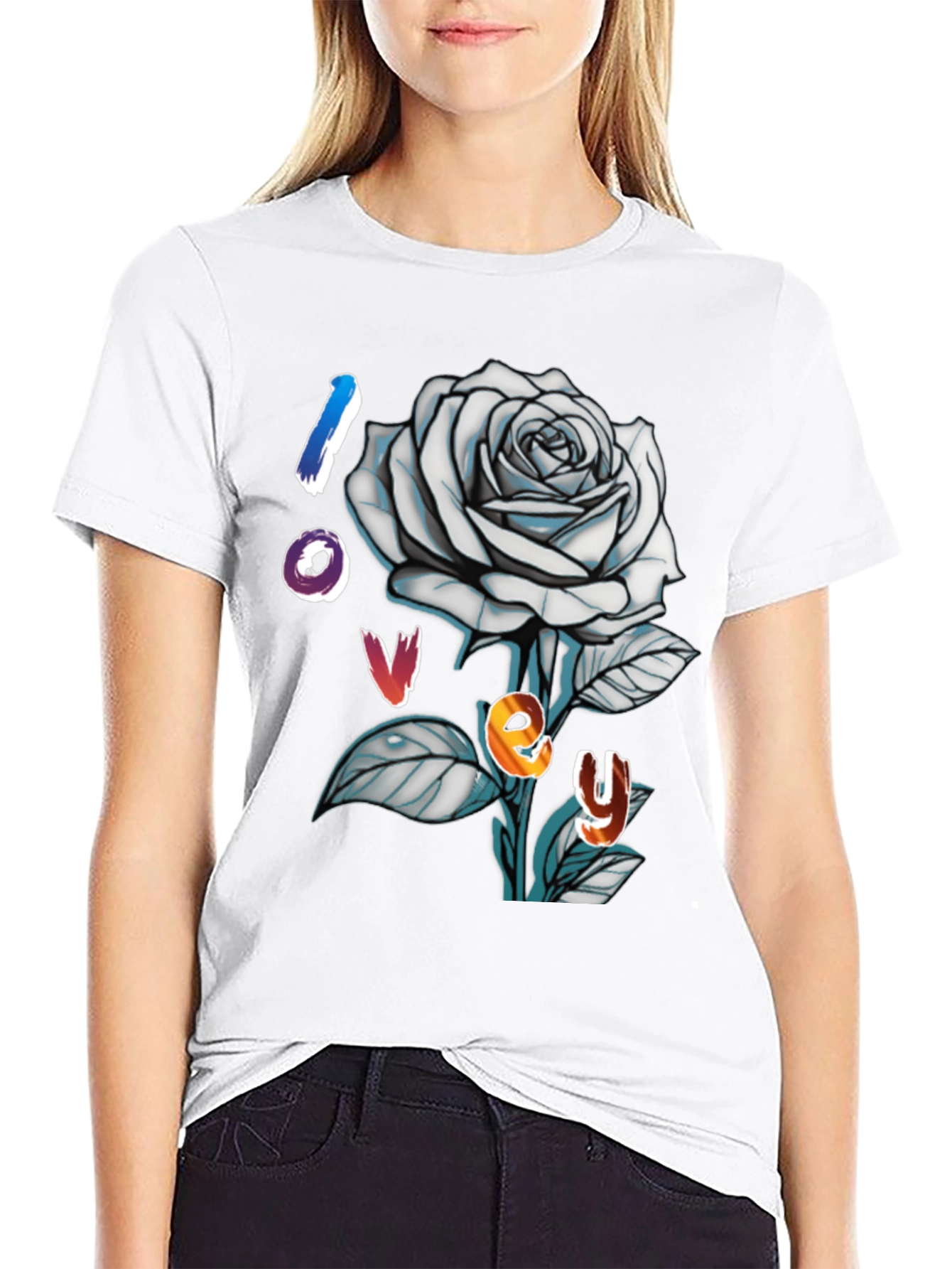 Love Rose Graphic Tee - Trendy Black T-Shirt