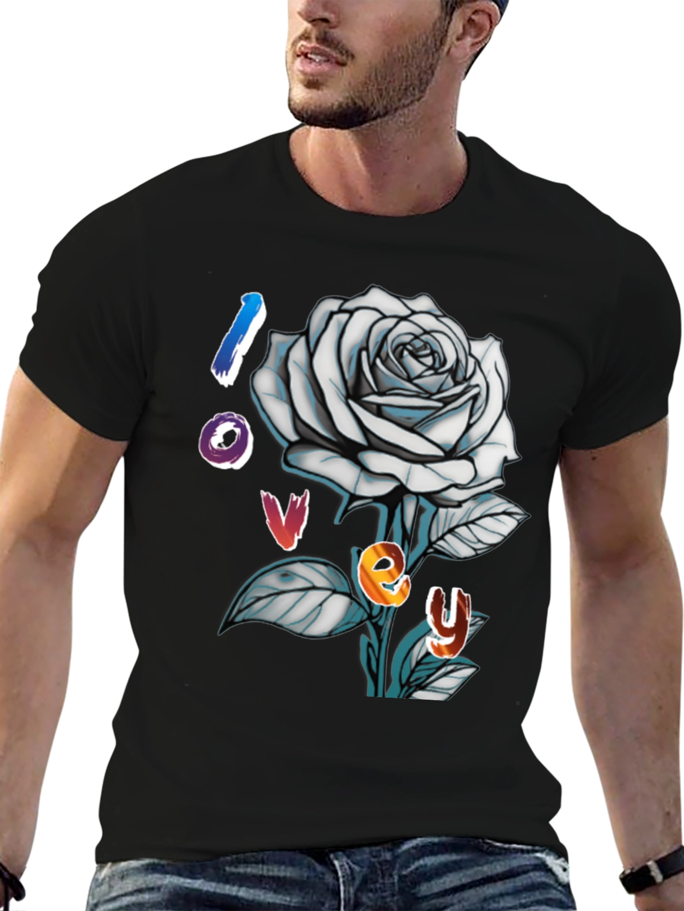 Love Rose Graphic Tee - Trendy Black T-Shirt