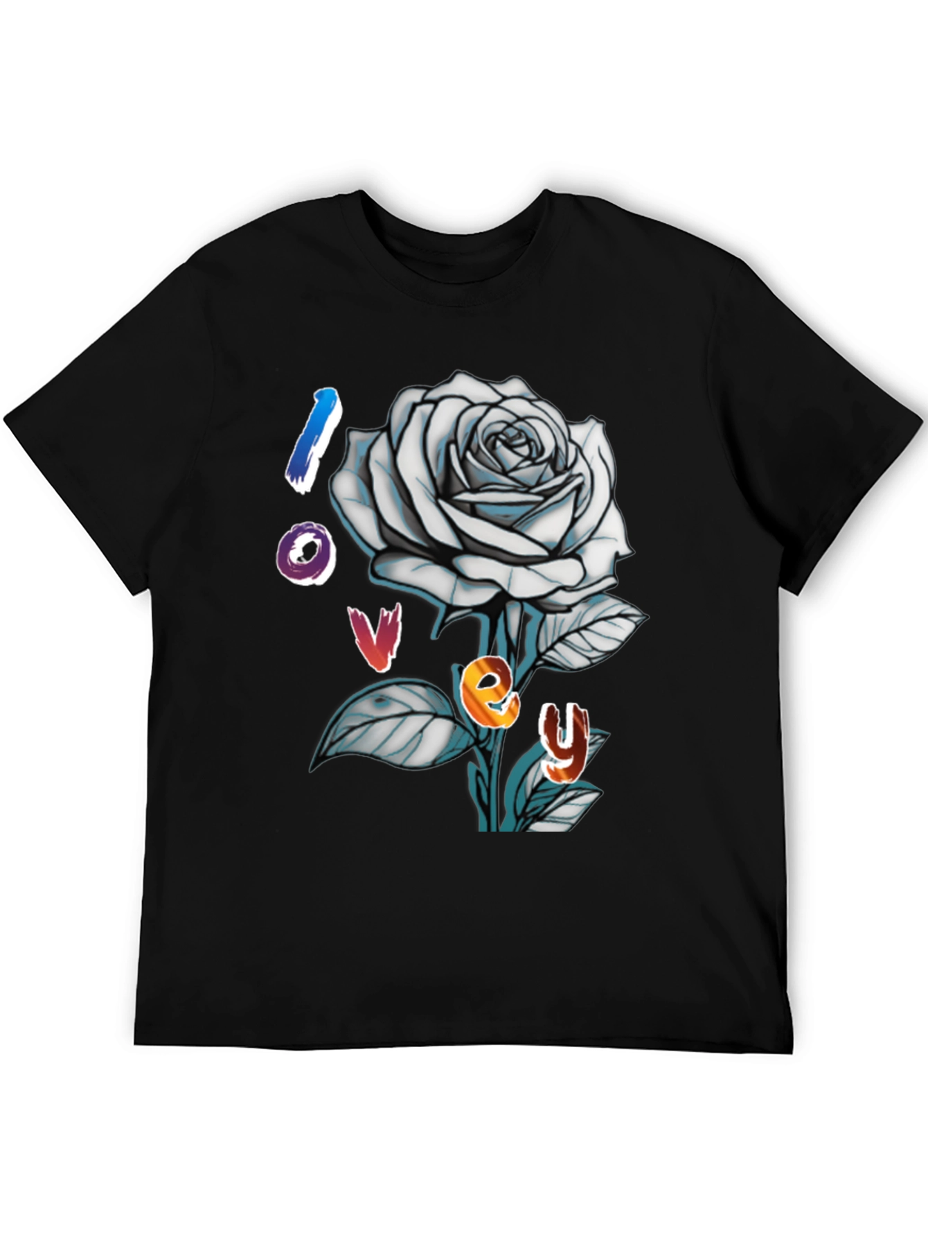 Love Rose Graphic Tee - Trendy Black T-Shirt