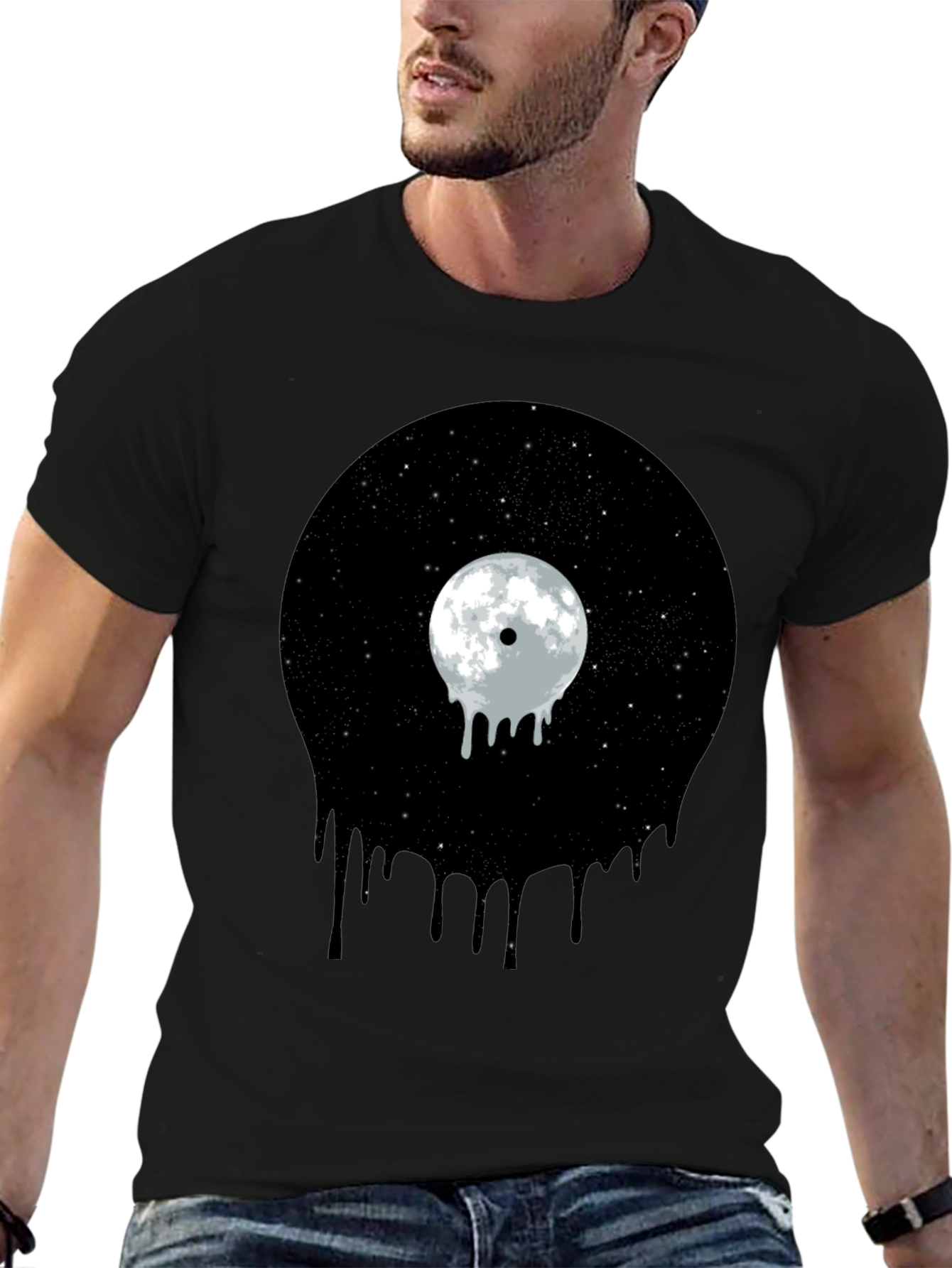 Melting Moon Vinyl Graphic Tee - Black