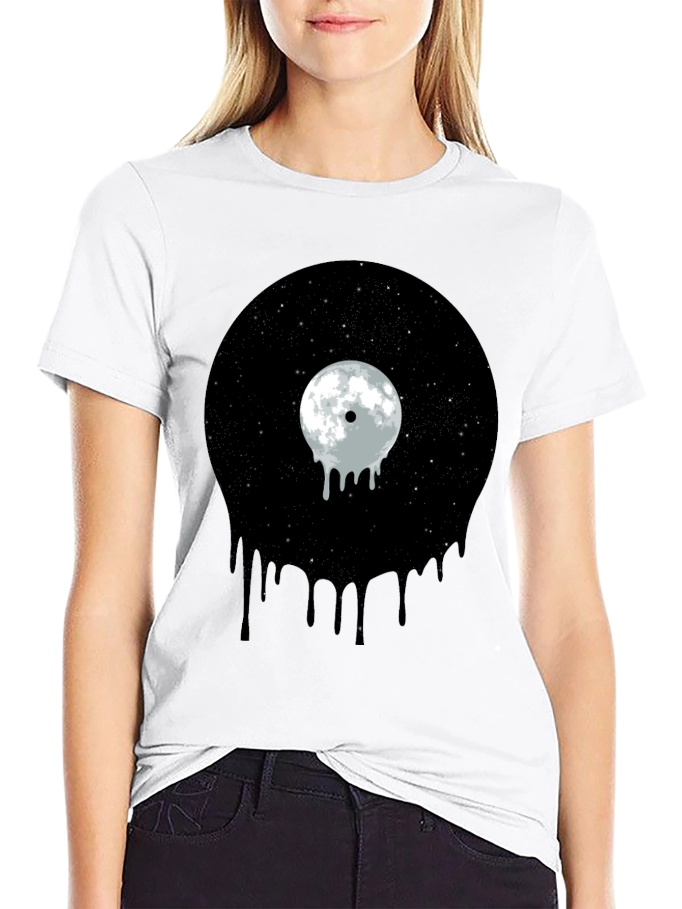Melting Moon Vinyl Graphic Tee - Black