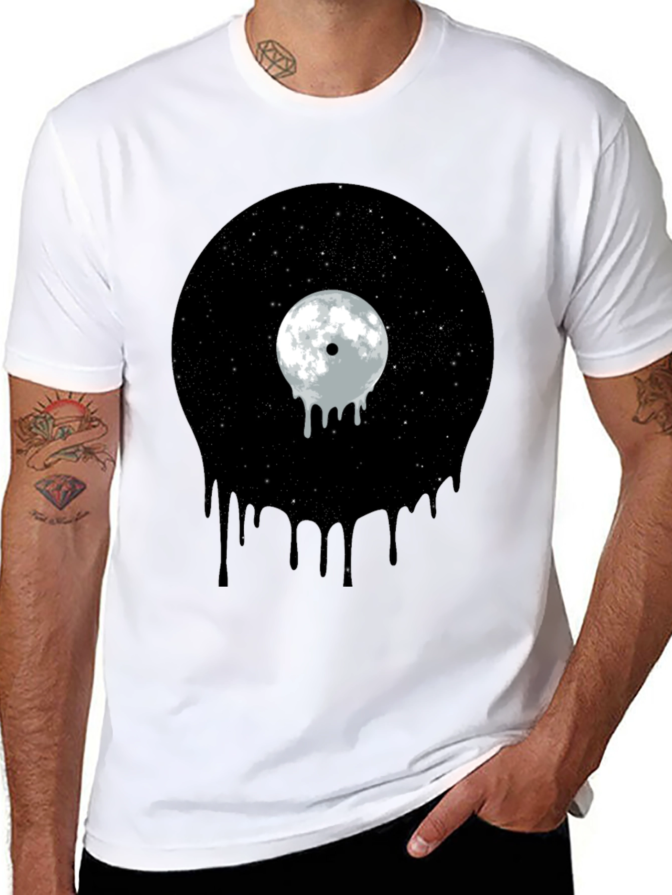 Melting Moon Vinyl Graphic Tee - Black