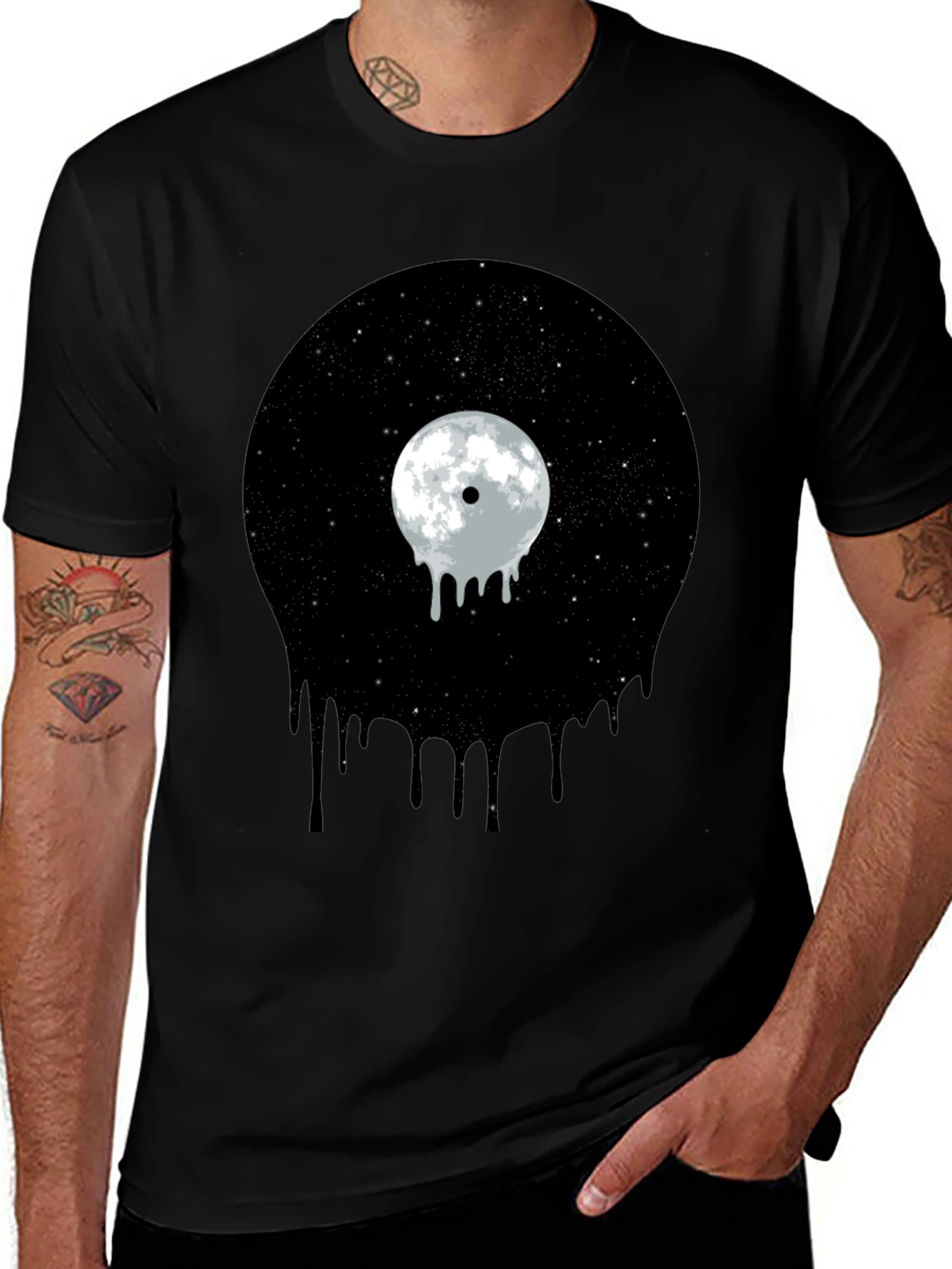Melting Moon Vinyl Graphic Tee - Black