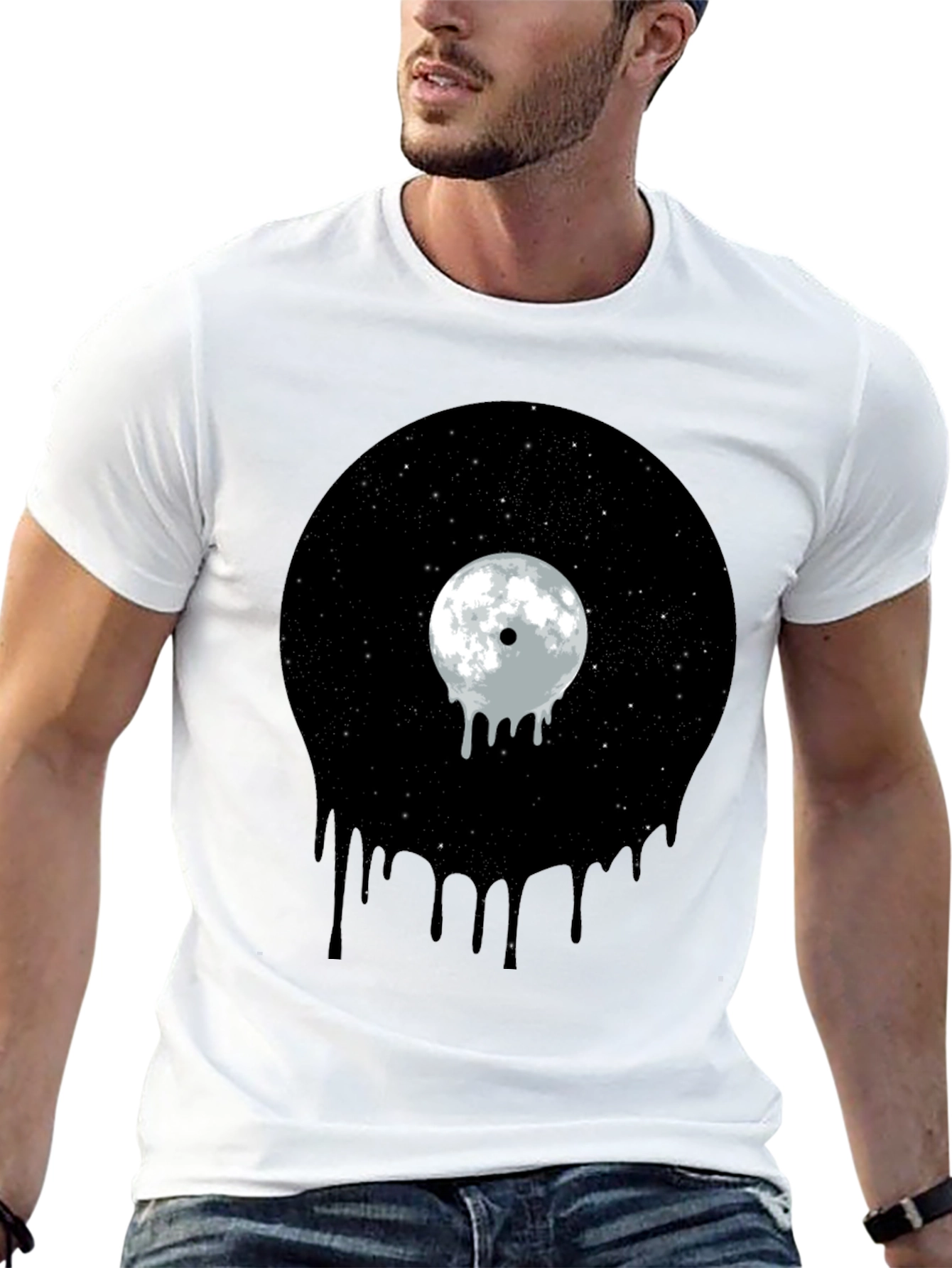 Melting Moon Vinyl Graphic Tee - Black