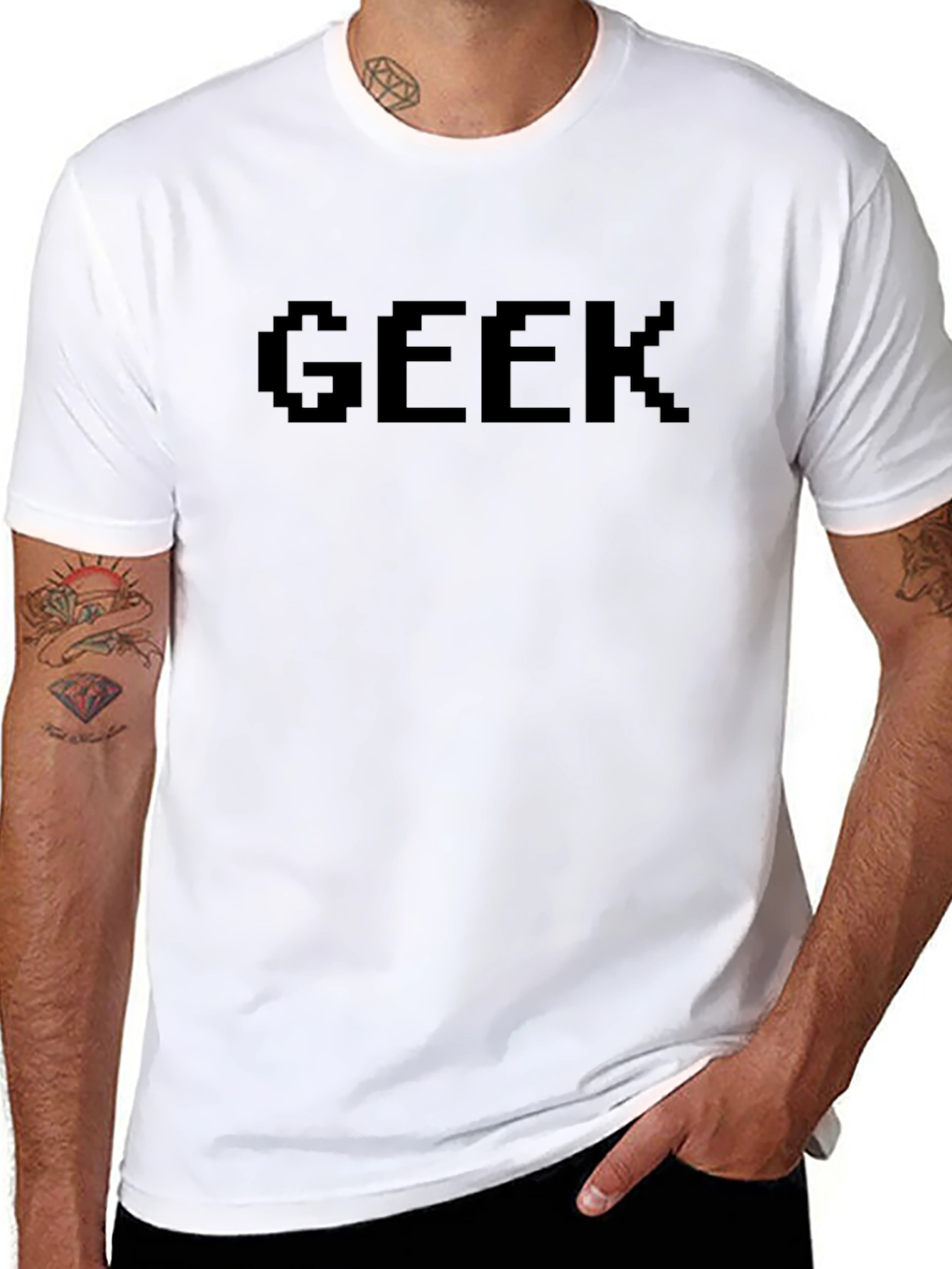 Geek Pixel Art Black T-Shirt