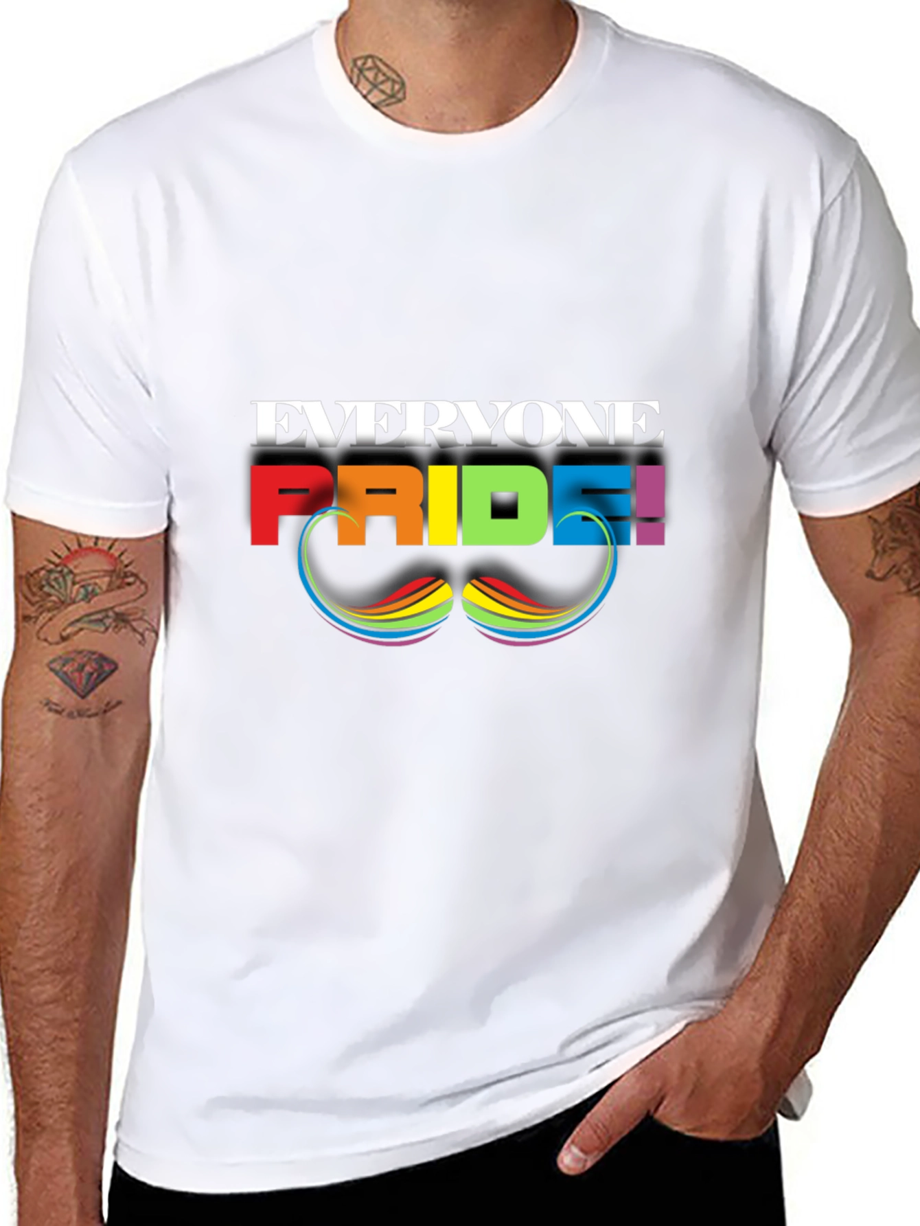 Everyone Pride Rainbow Moustache T-Shirt