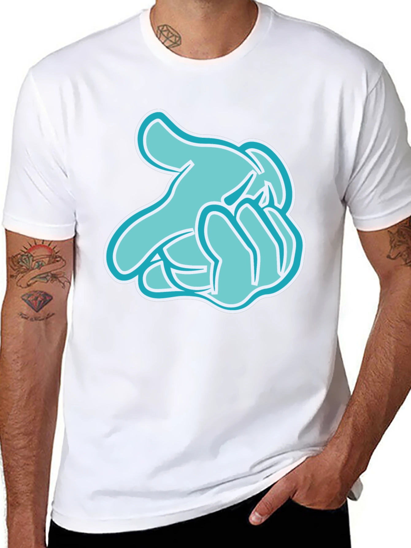 Cartoon Hands Black T-Shirt