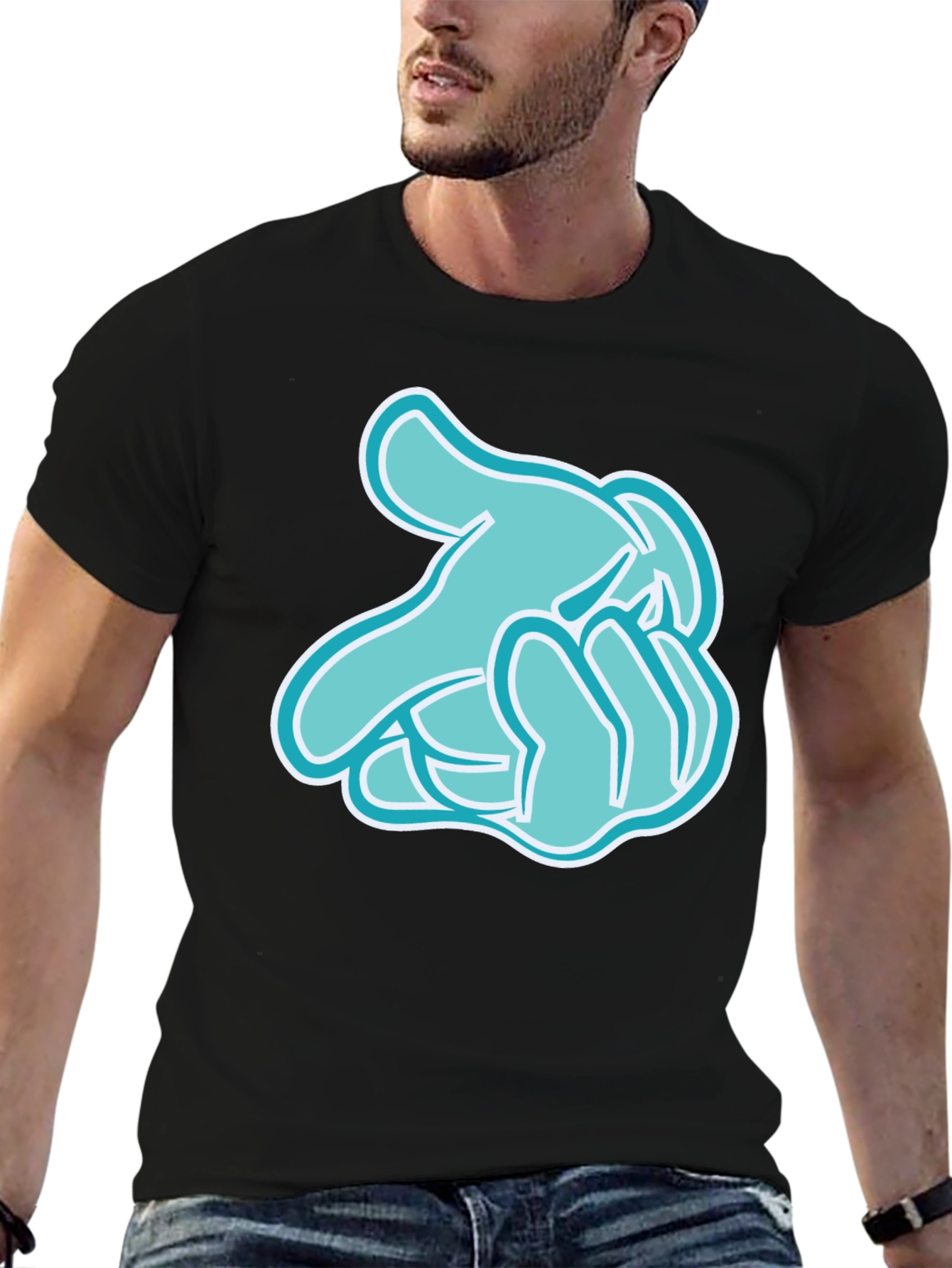 Cartoon Hands Black T-Shirt