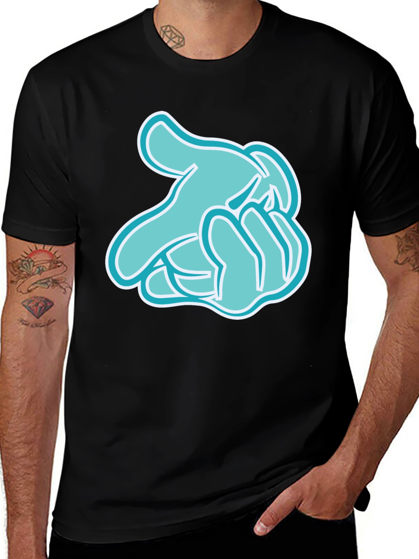 Cartoon Hands Black T-Shirt