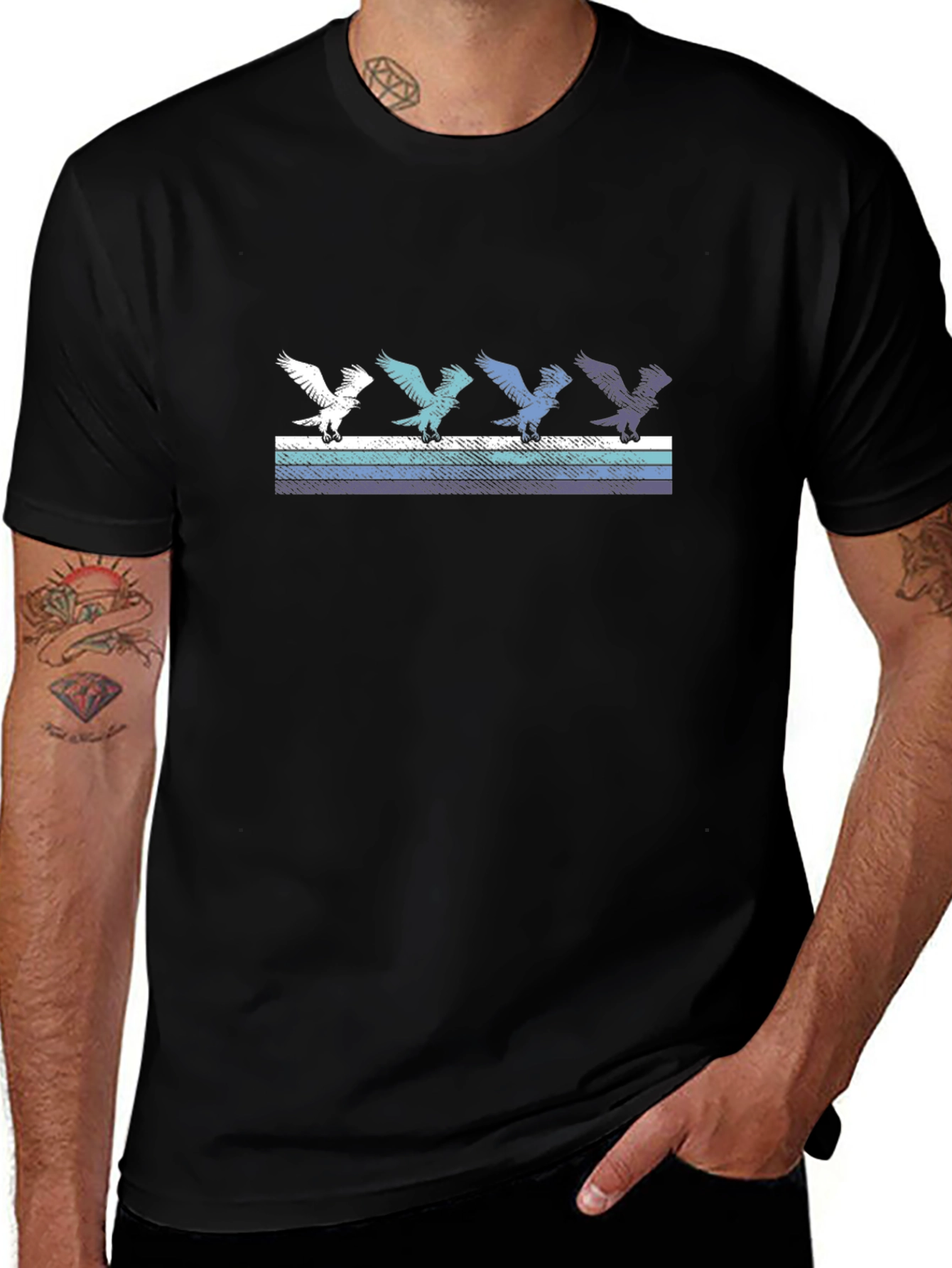 Retro Bird Graphic Tee - Black