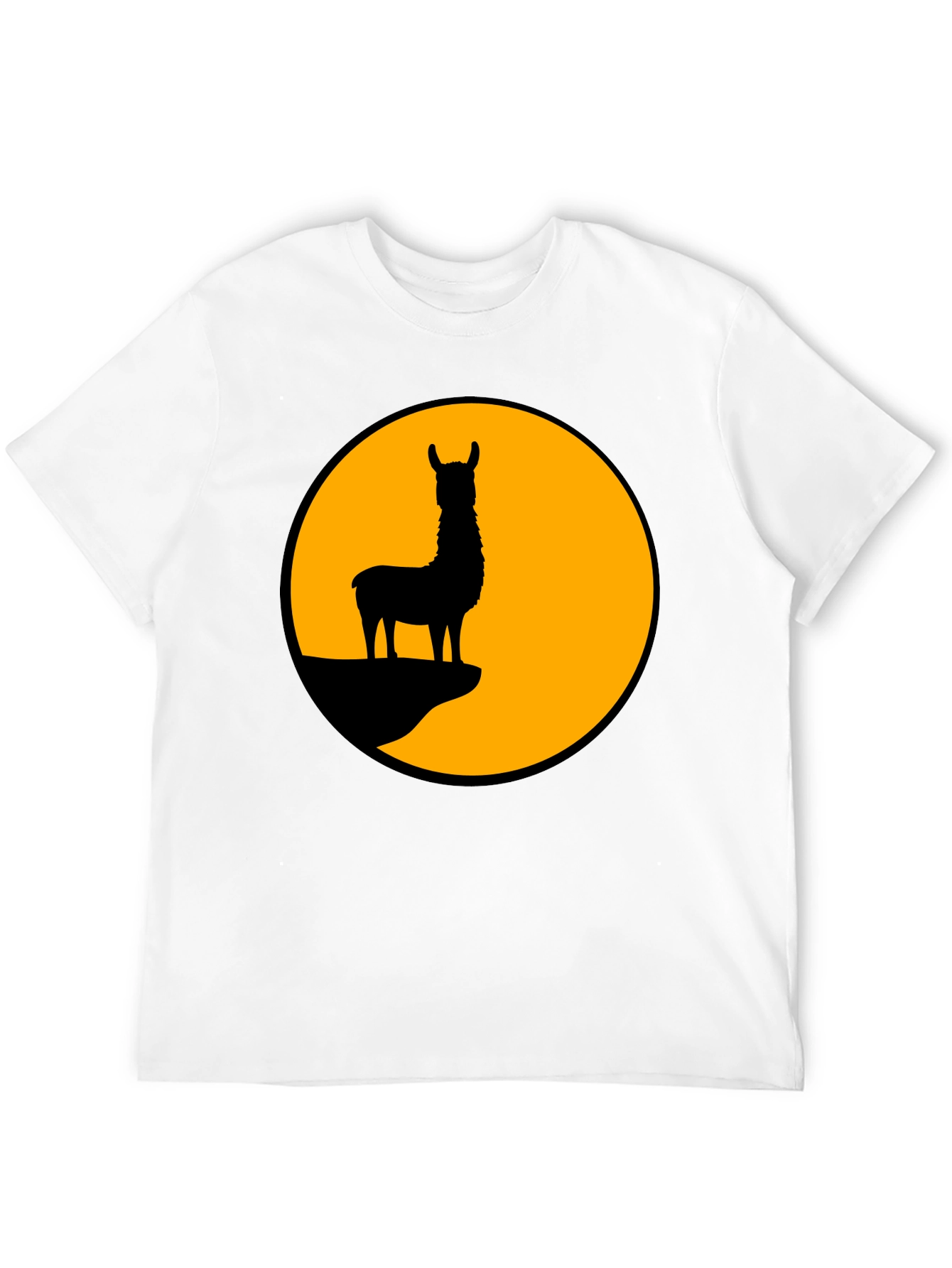 Llama Silhouette Graphic Tee - Black Cotton T-Shirt