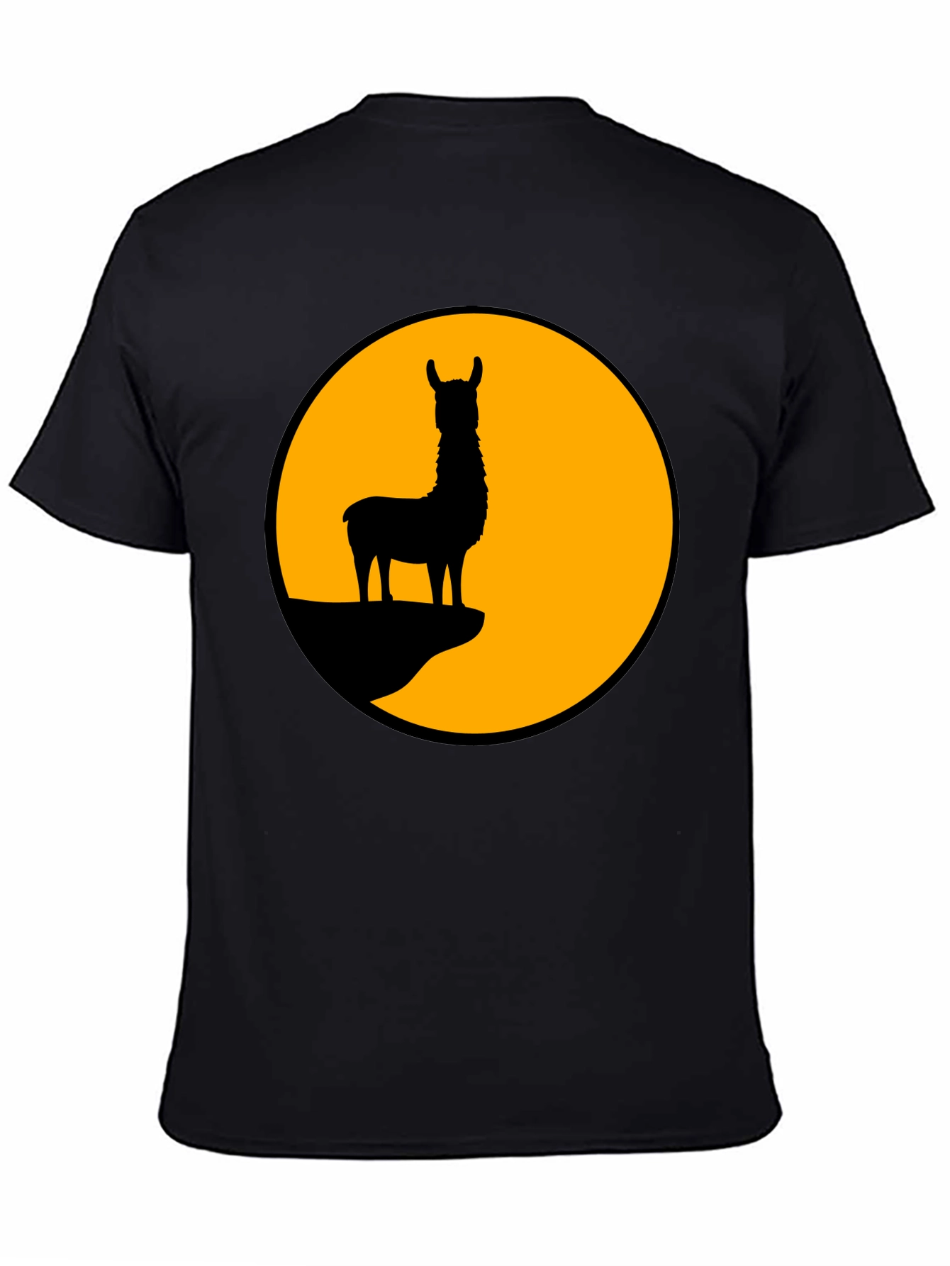 Llama Silhouette Graphic Tee - Black Cotton T-Shirt