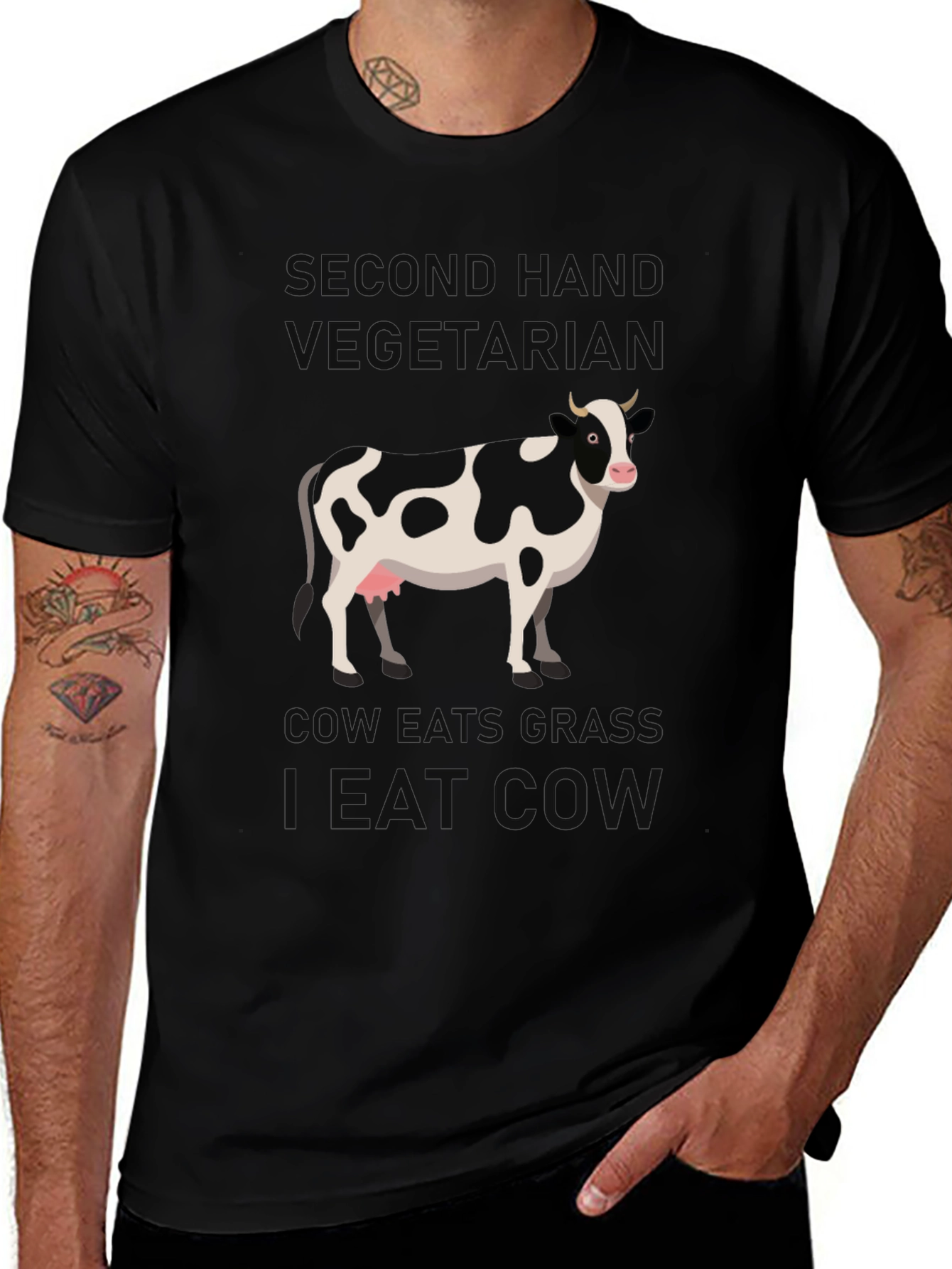 Second Hand Vegetarian Eat Cow T-Shirt