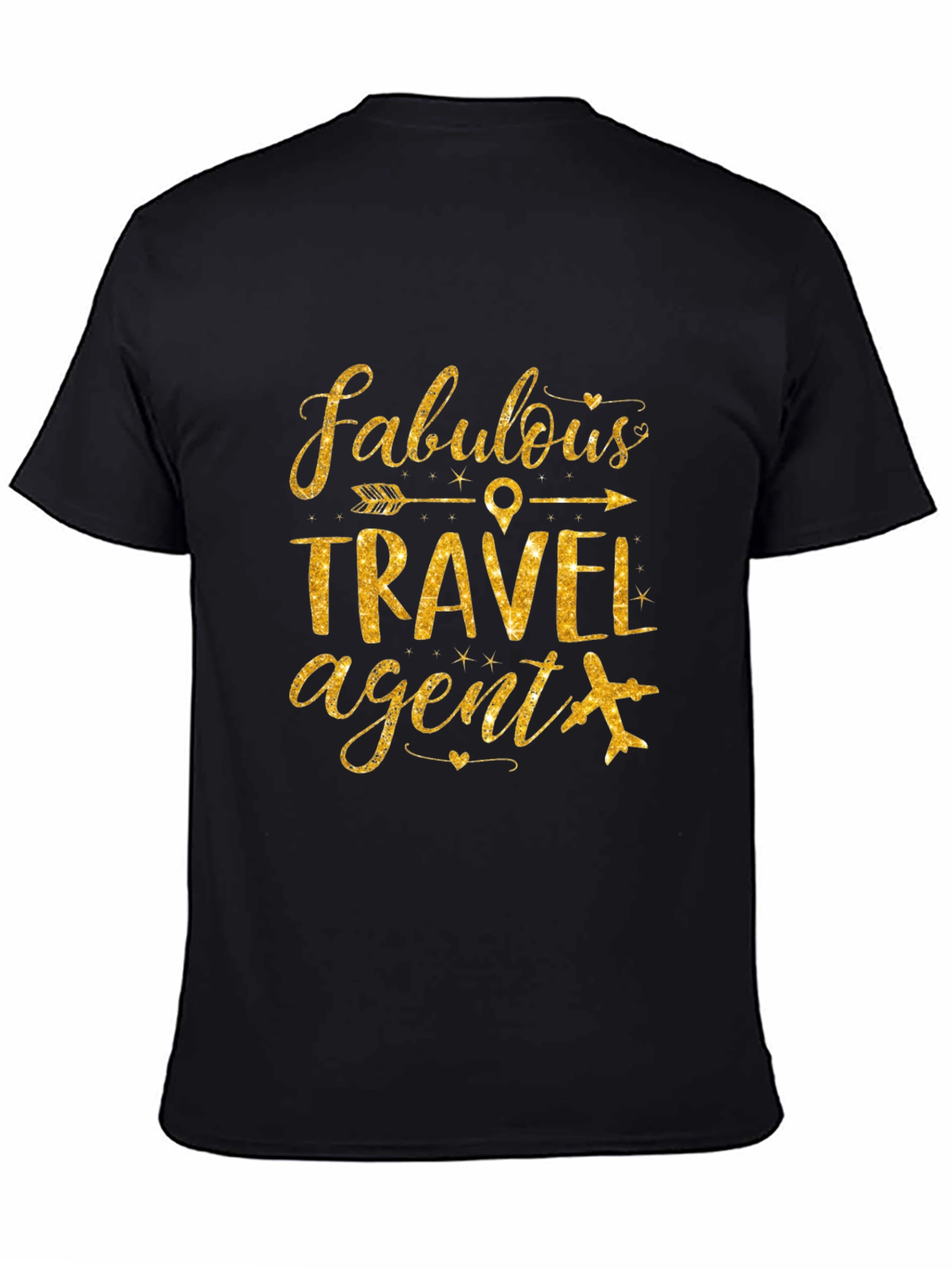 Fabulous Travel Agent T-Shirt - Golden Glitter Design