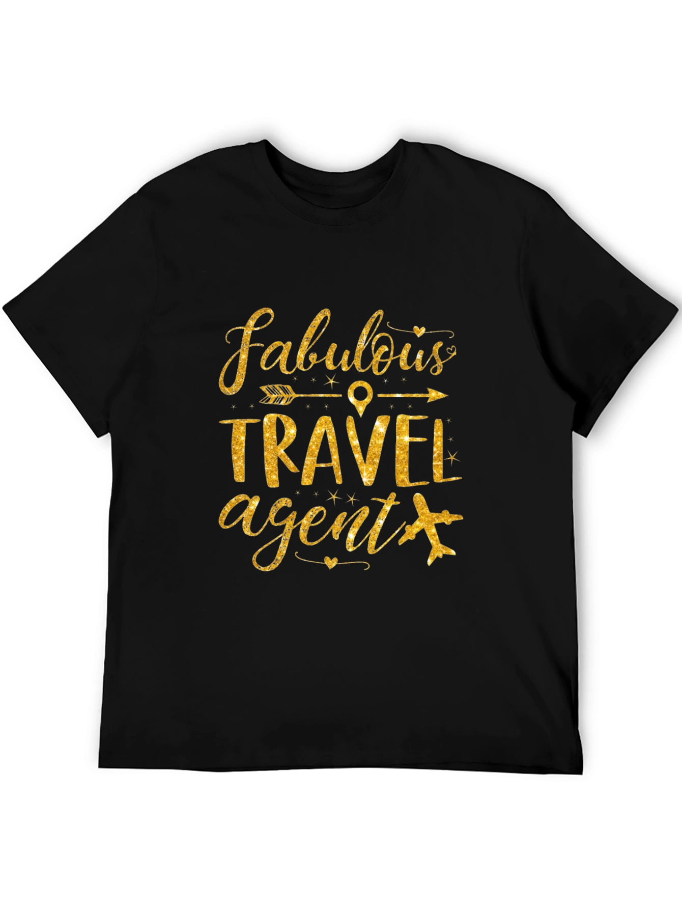 Fabulous Travel Agent T-Shirt - Golden Glitter Design