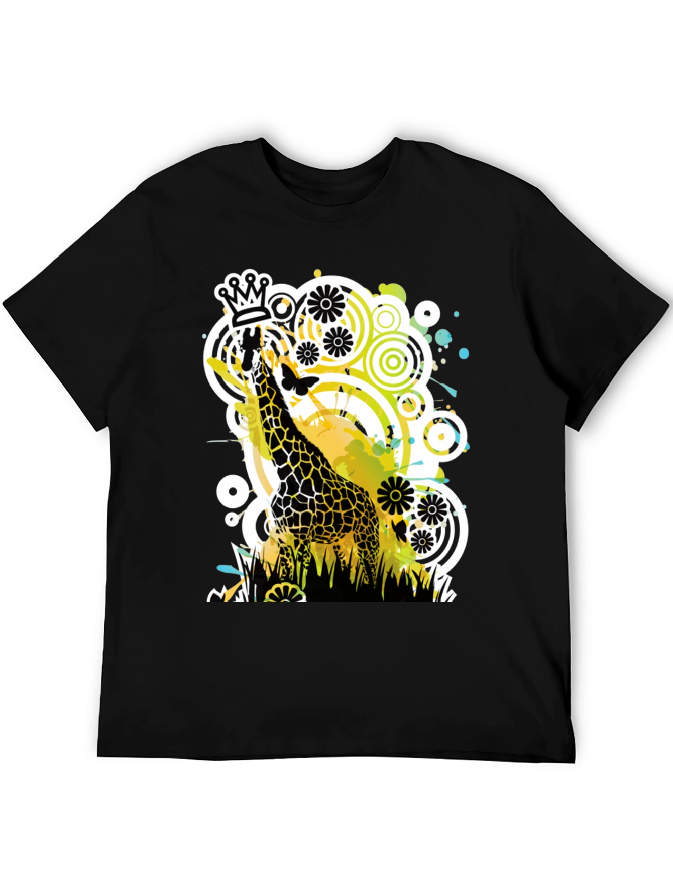 Crowned Giraffe Graphic Tee - Modern Art Shirt