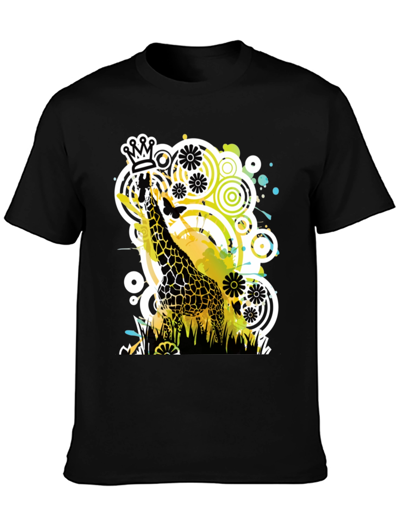 Crowned Giraffe Graphic Tee - Modern Art Shirt