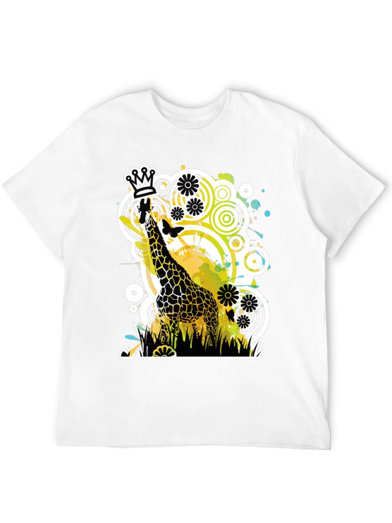 Crowned Giraffe Graphic Tee - Modern Art Shirt