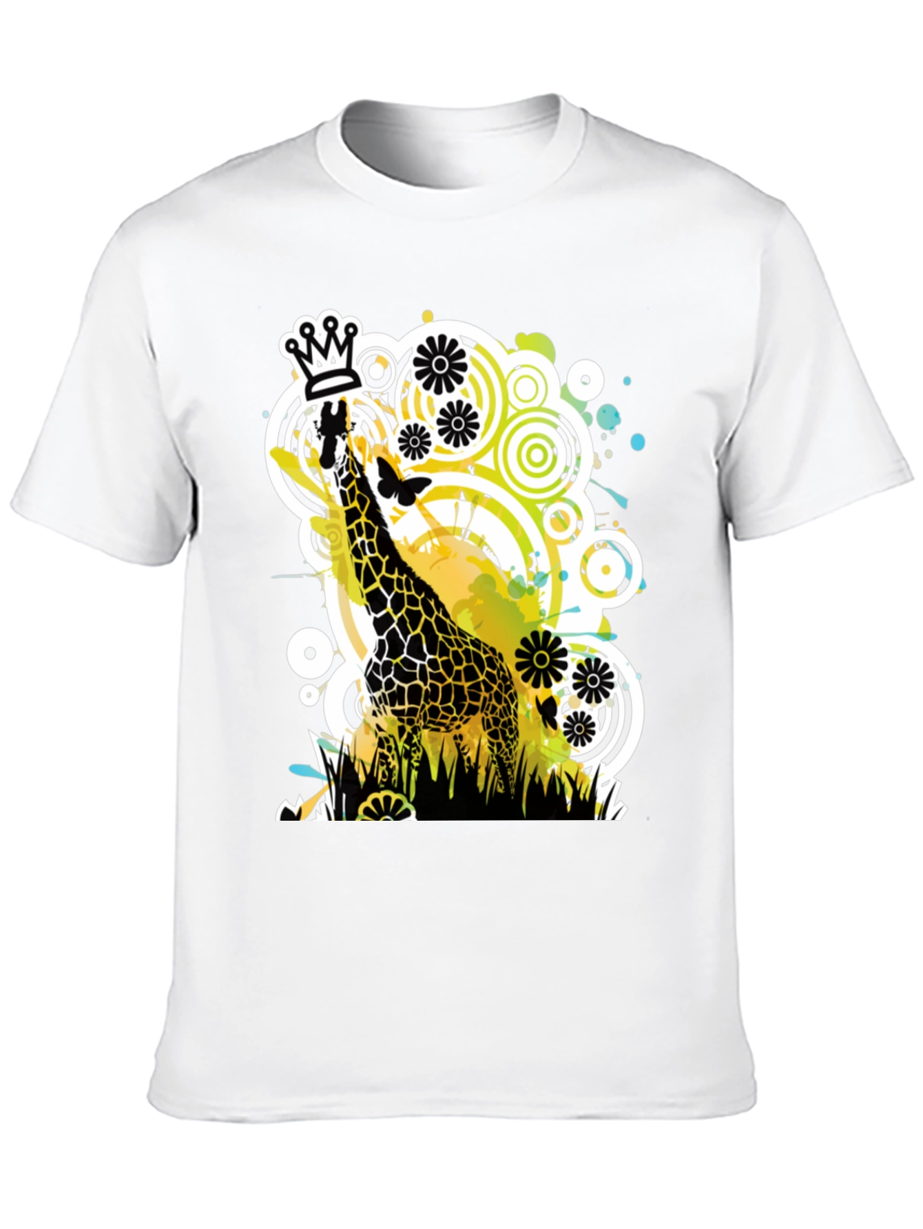 Crowned Giraffe Graphic Tee - Modern Art Shirt