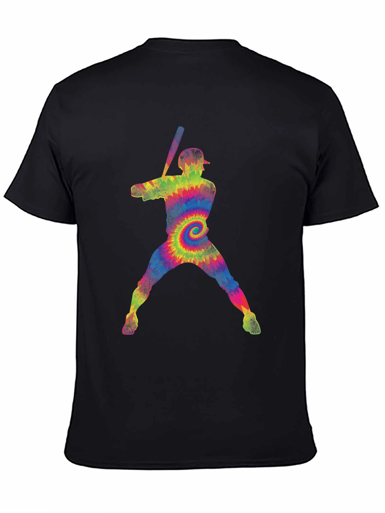 Tie-Dye Baseball Player Graphic T-Shirt