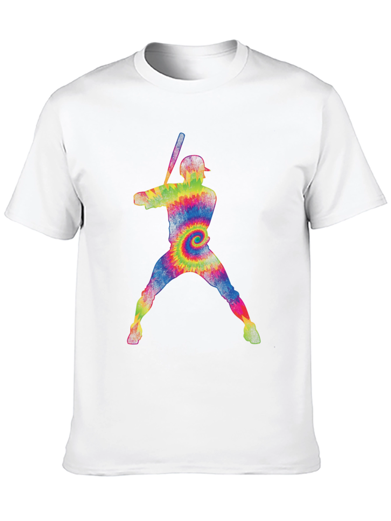 Tie-Dye Baseball Player Graphic T-Shirt