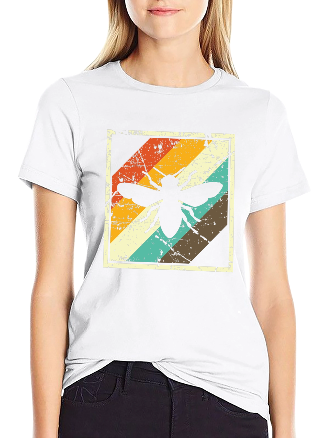 Retro Bee Graphic Tee - Distressed Design