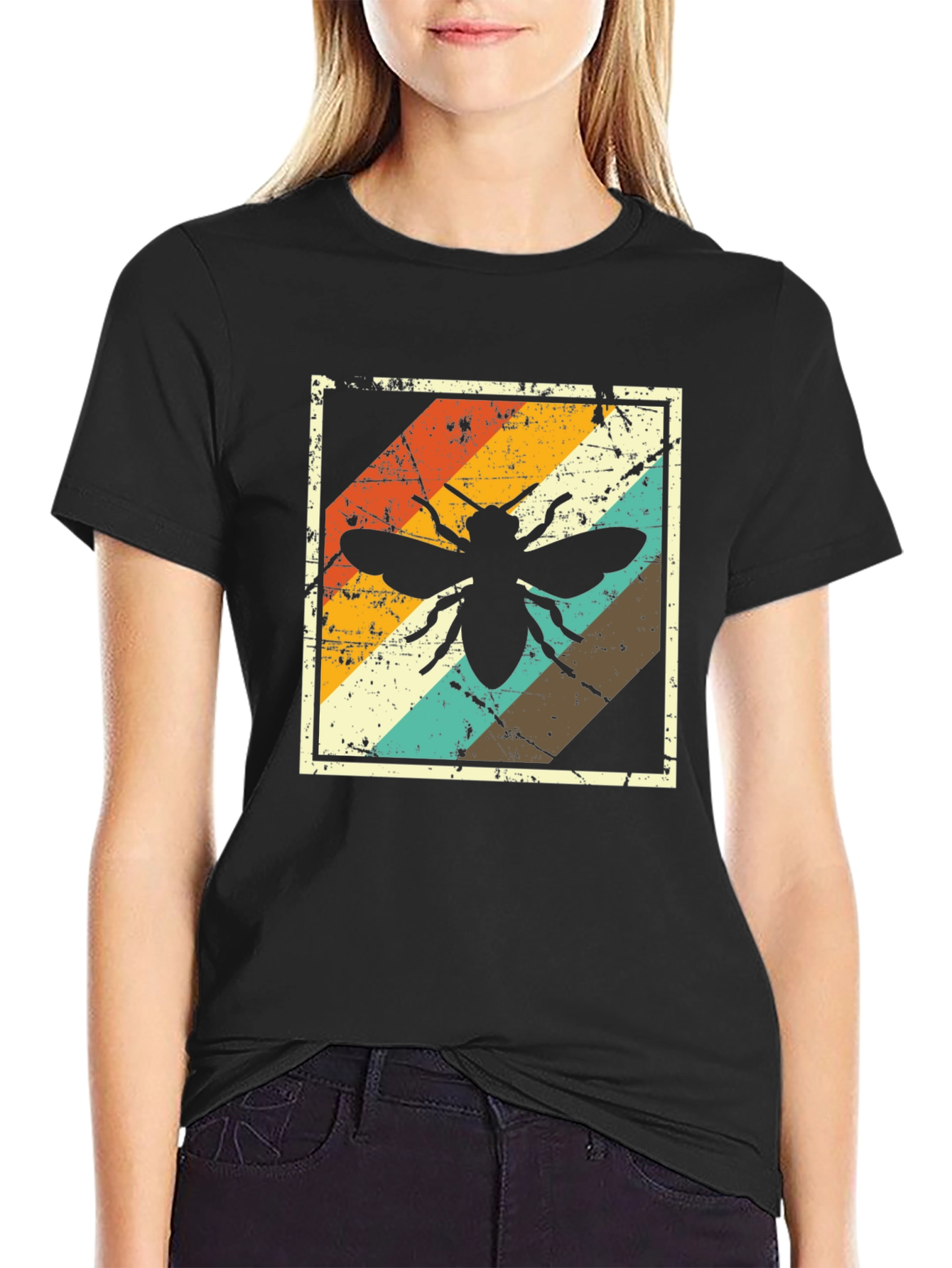 Retro Bee Graphic Tee - Distressed Design