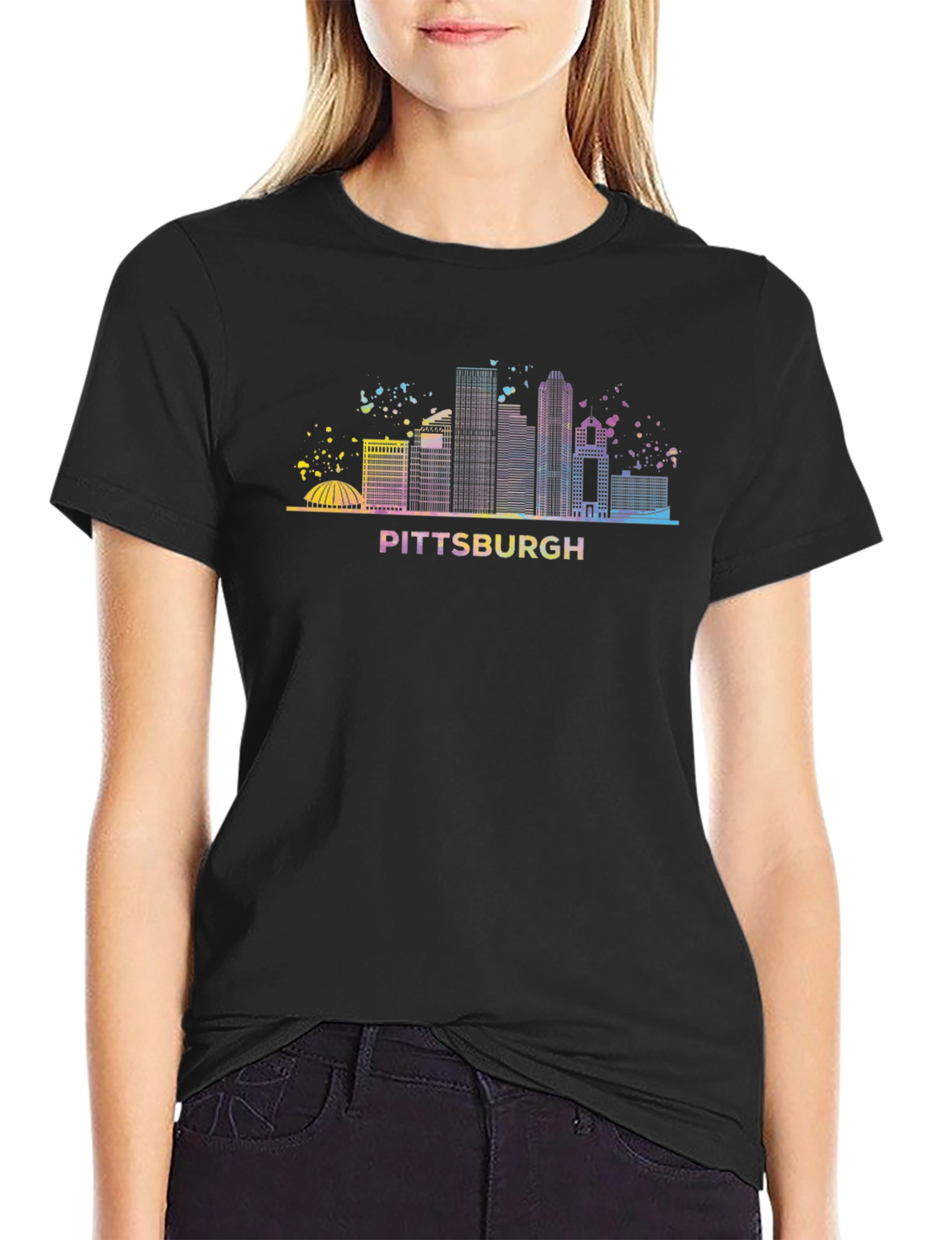 Pittsburgh Skyline Graphic Tee - Black Cotton T-Shirt