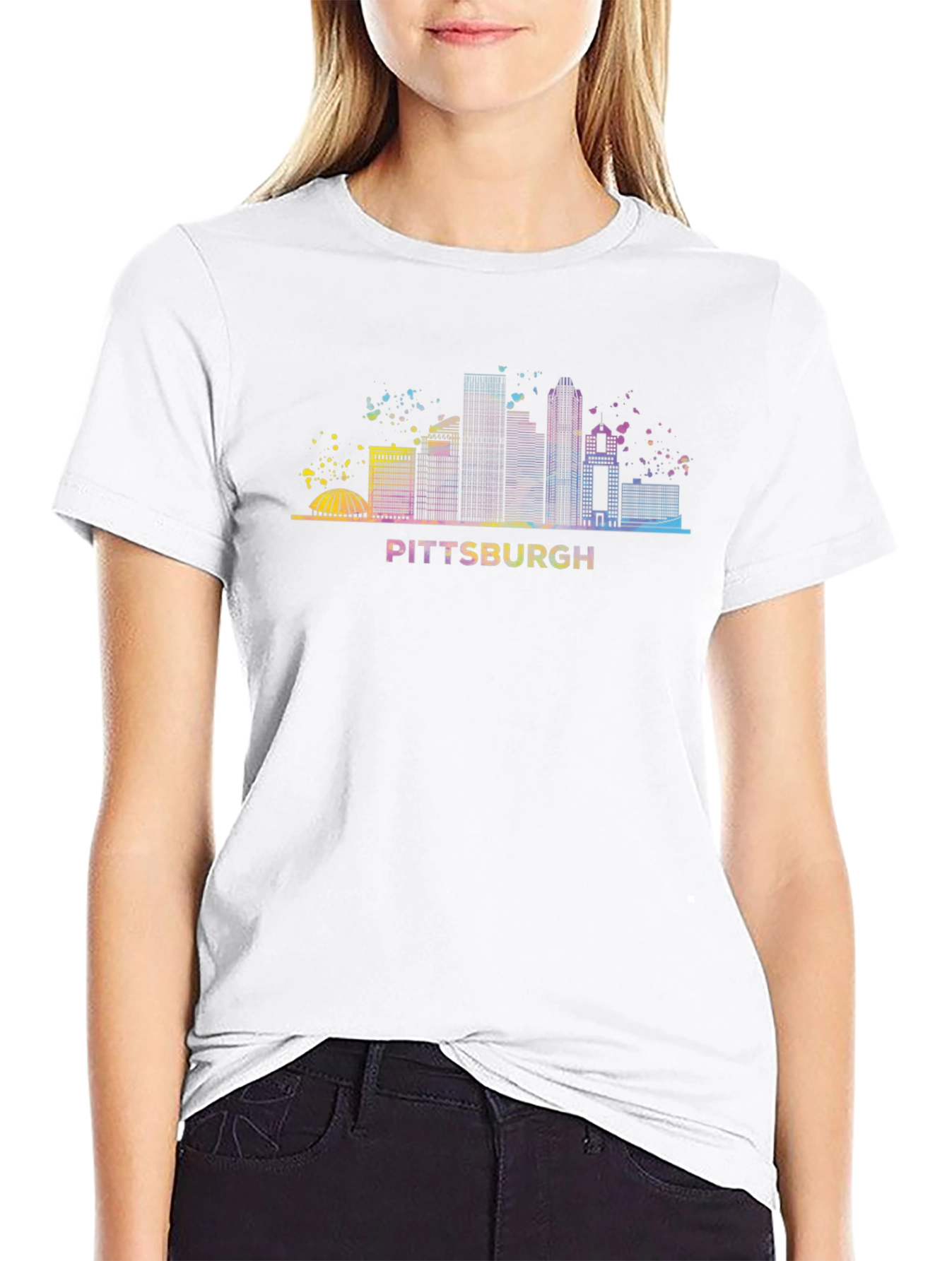 Pittsburgh Skyline Graphic Tee - Black Cotton T-Shirt