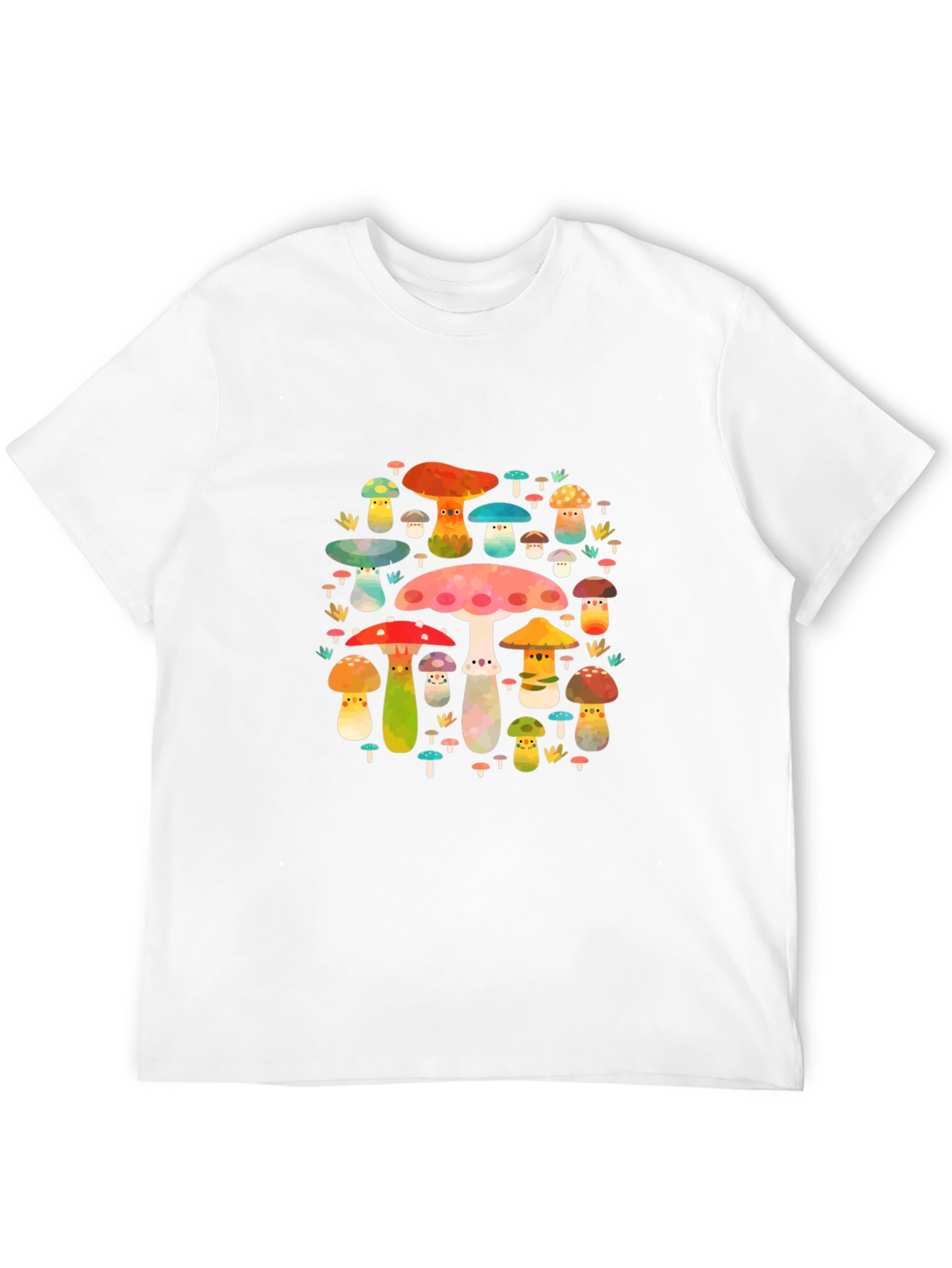Mushroom Print Black T-Shirt