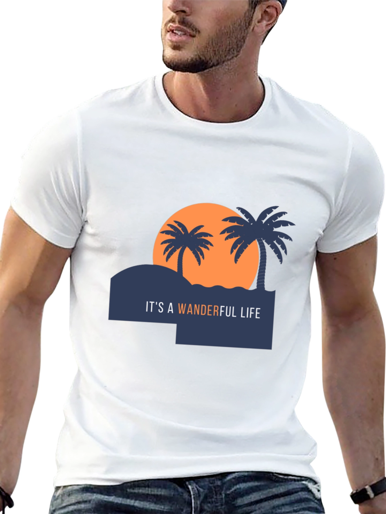 Wanderful Life Tee - Tropical Sunset Design