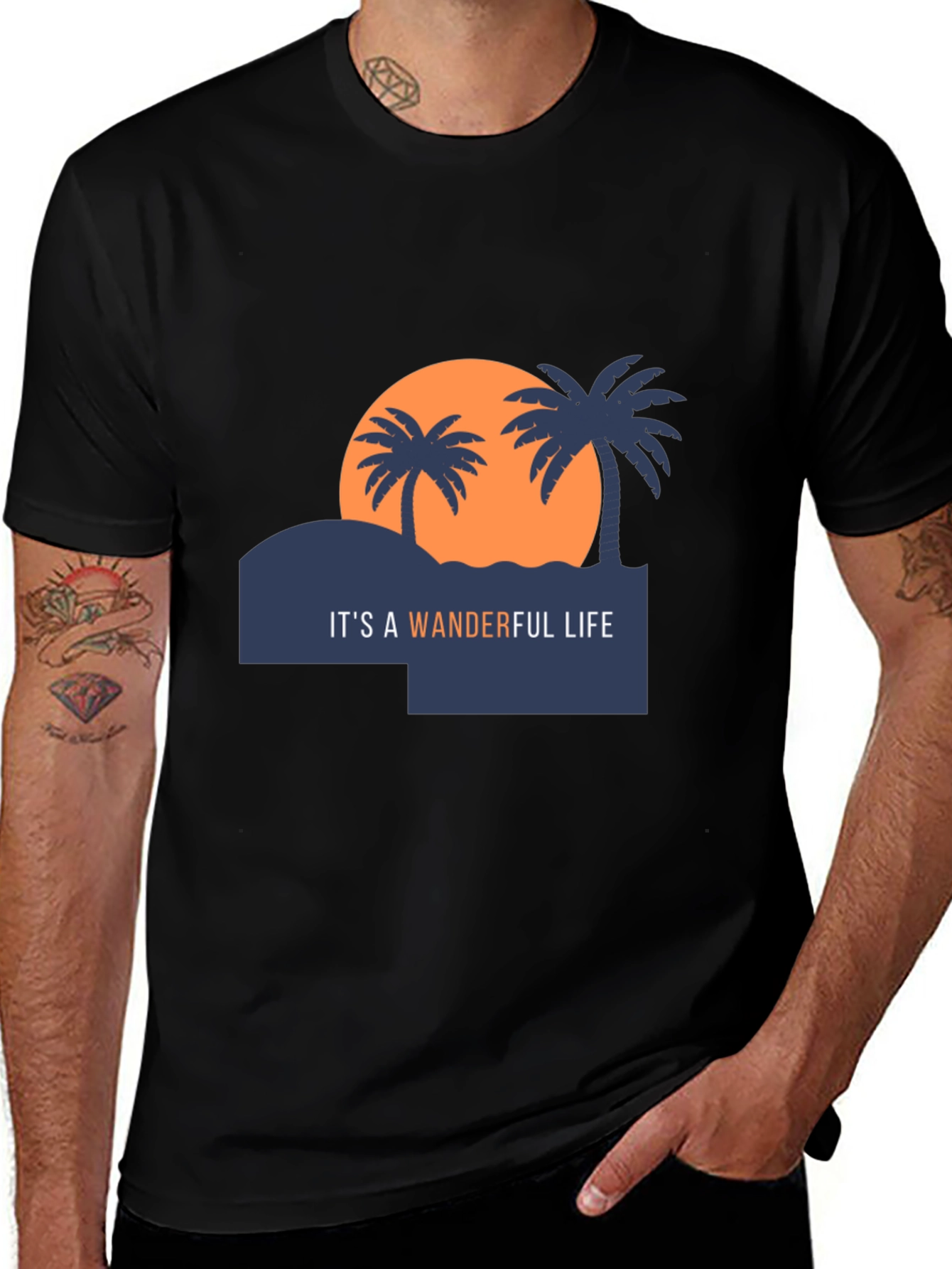 Wanderful Life Tee - Tropical Sunset Design
