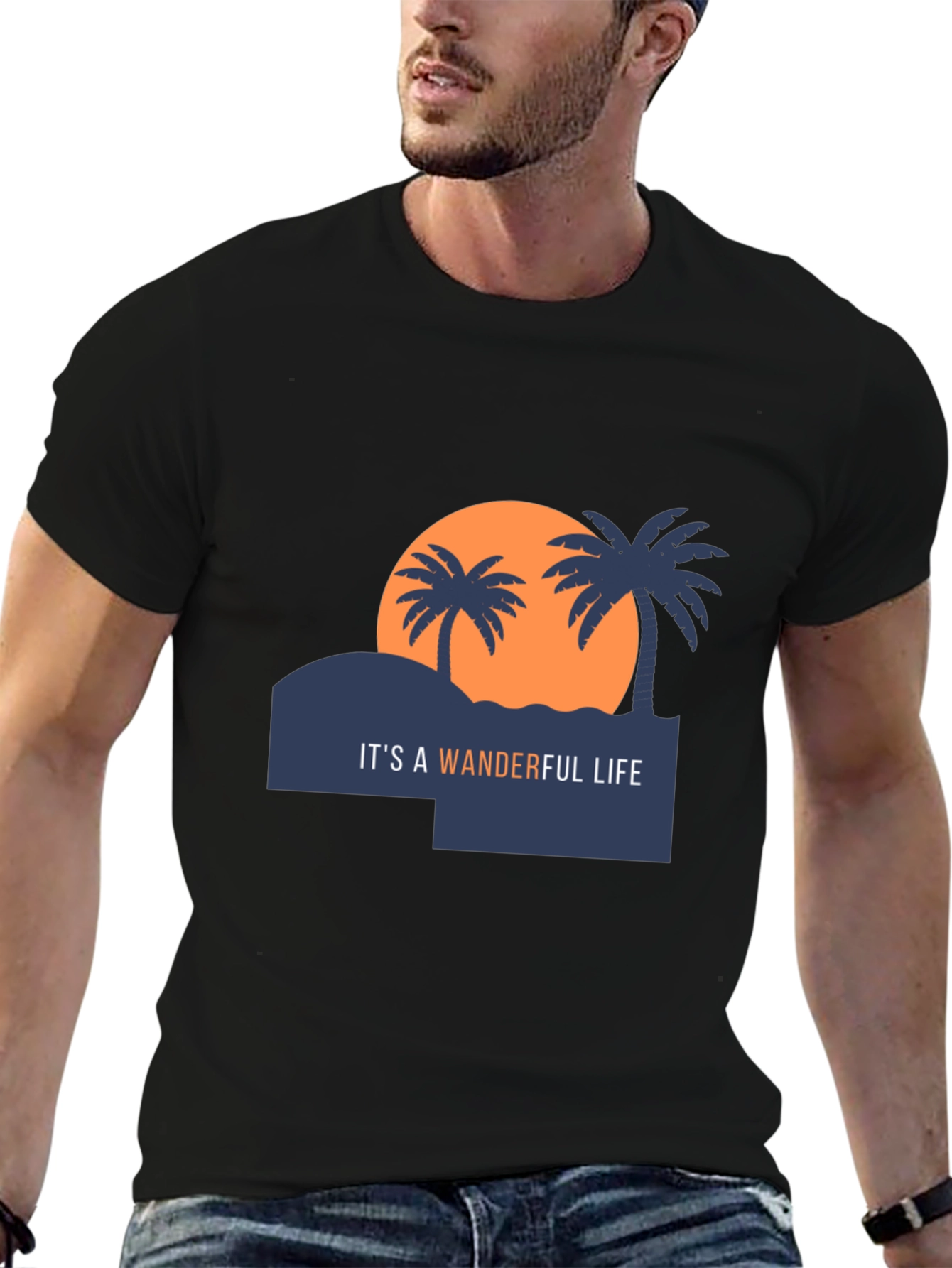Wanderful Life Tee - Tropical Sunset Design