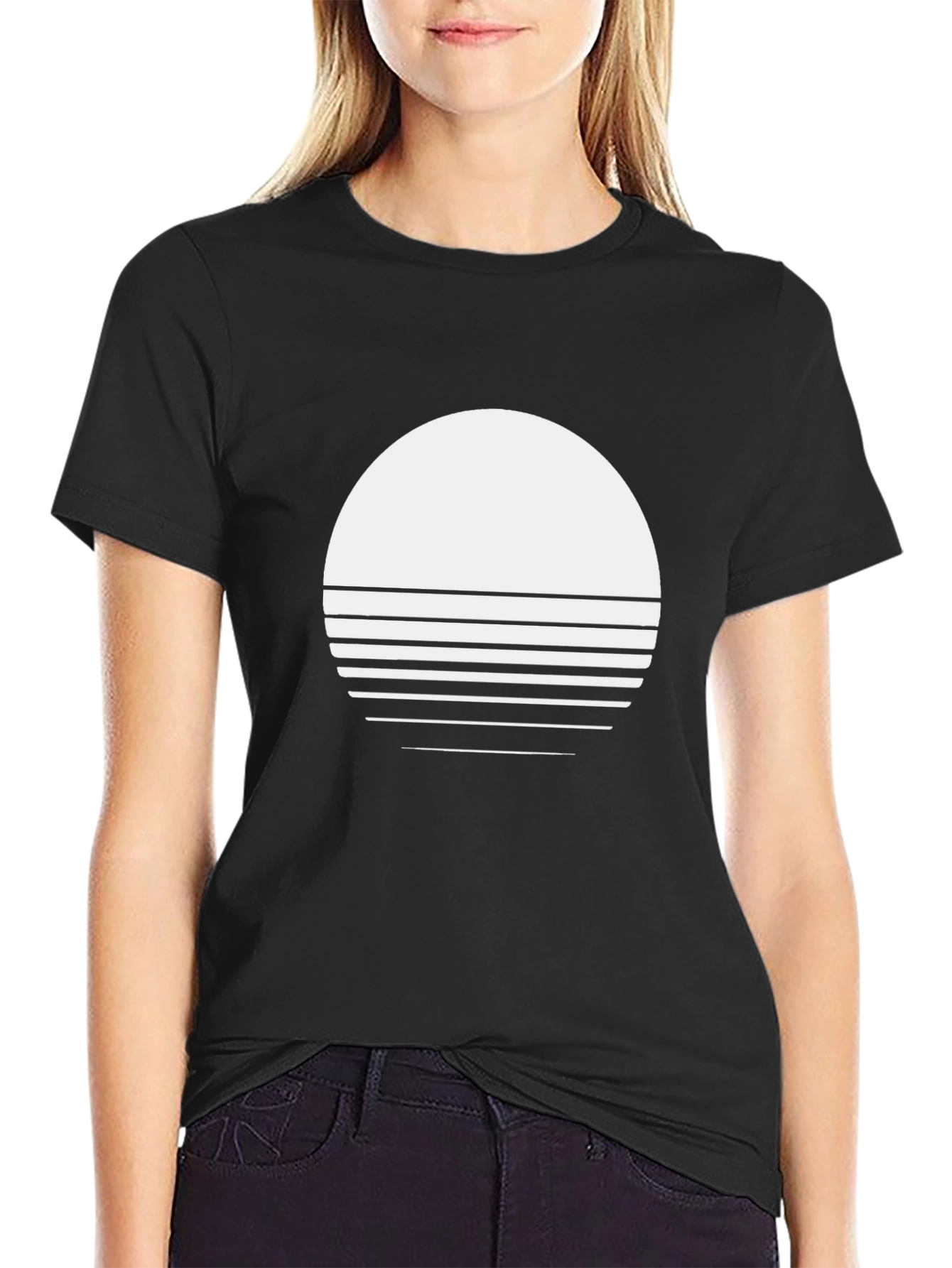 Modern Sunset Graphic Tee - Stylish Black T-Shirt