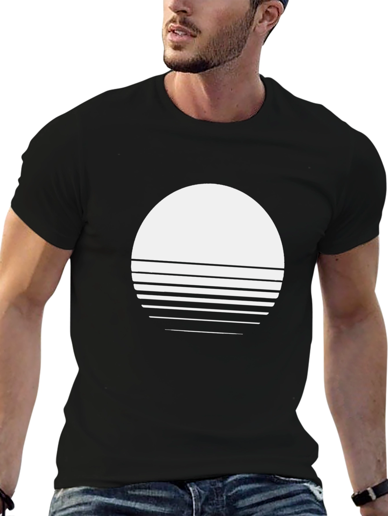 Modern Sunset Graphic Tee - Stylish Black T-Shirt