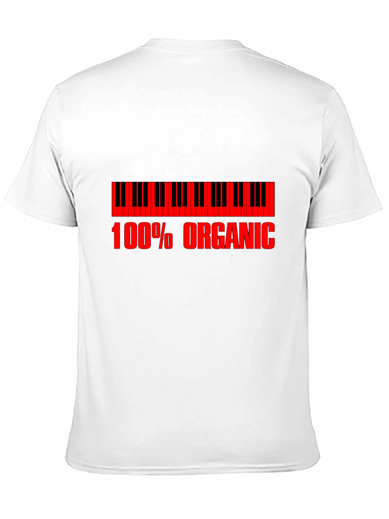 Organic Piano T-Shirt - Red Print on Black
