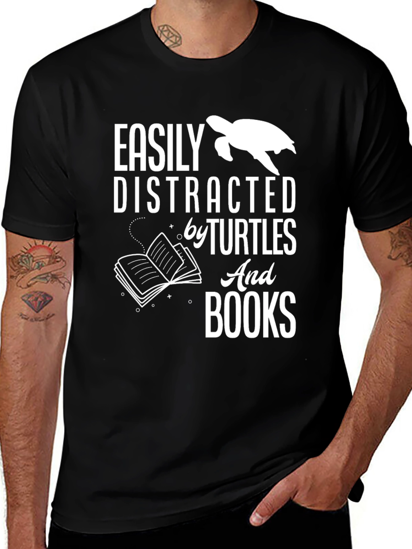 Easily Distracted by Turtles and Books T-Shirt