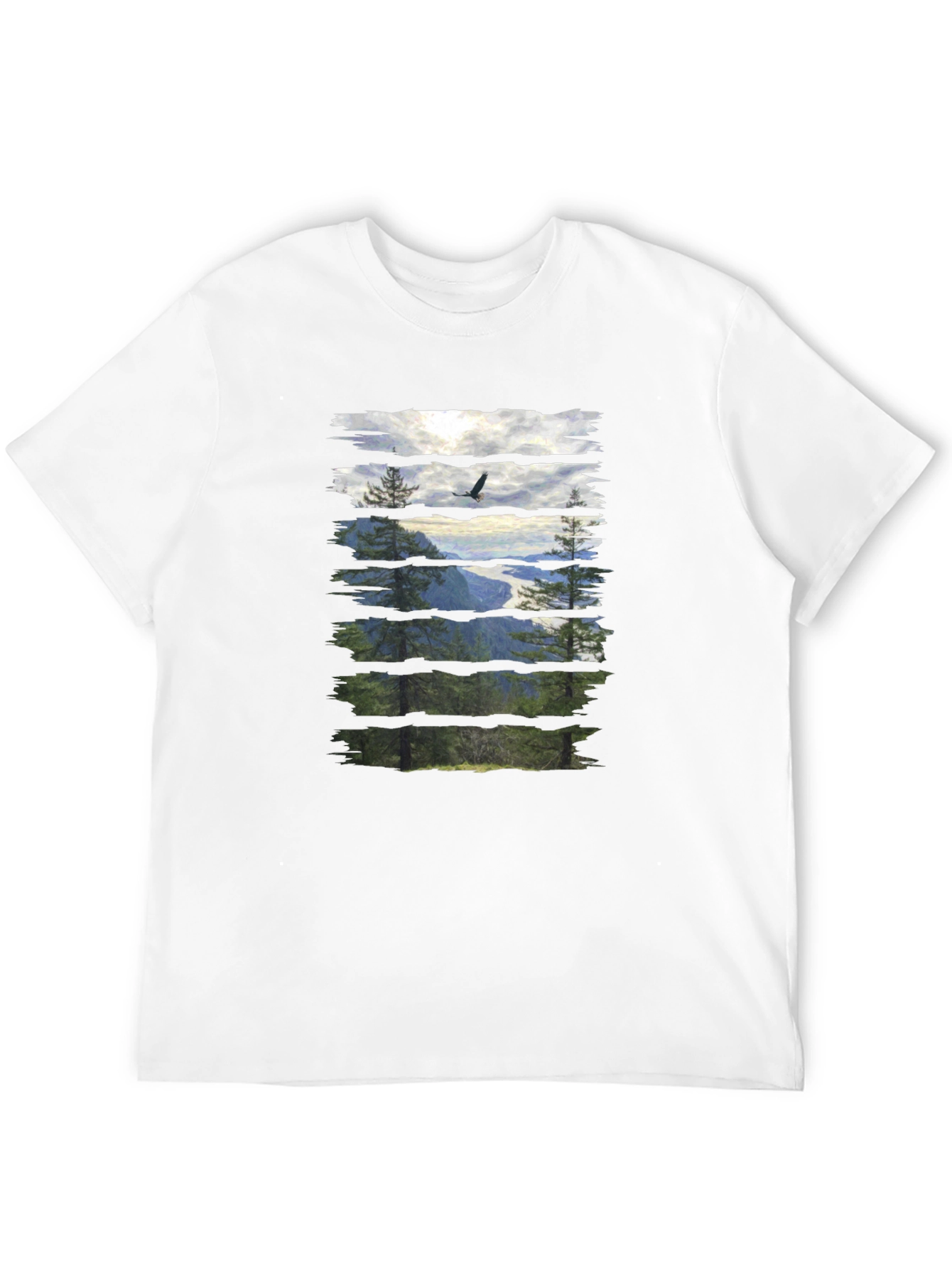 Nature View Graphic Tee - Black Cotton T-Shirt