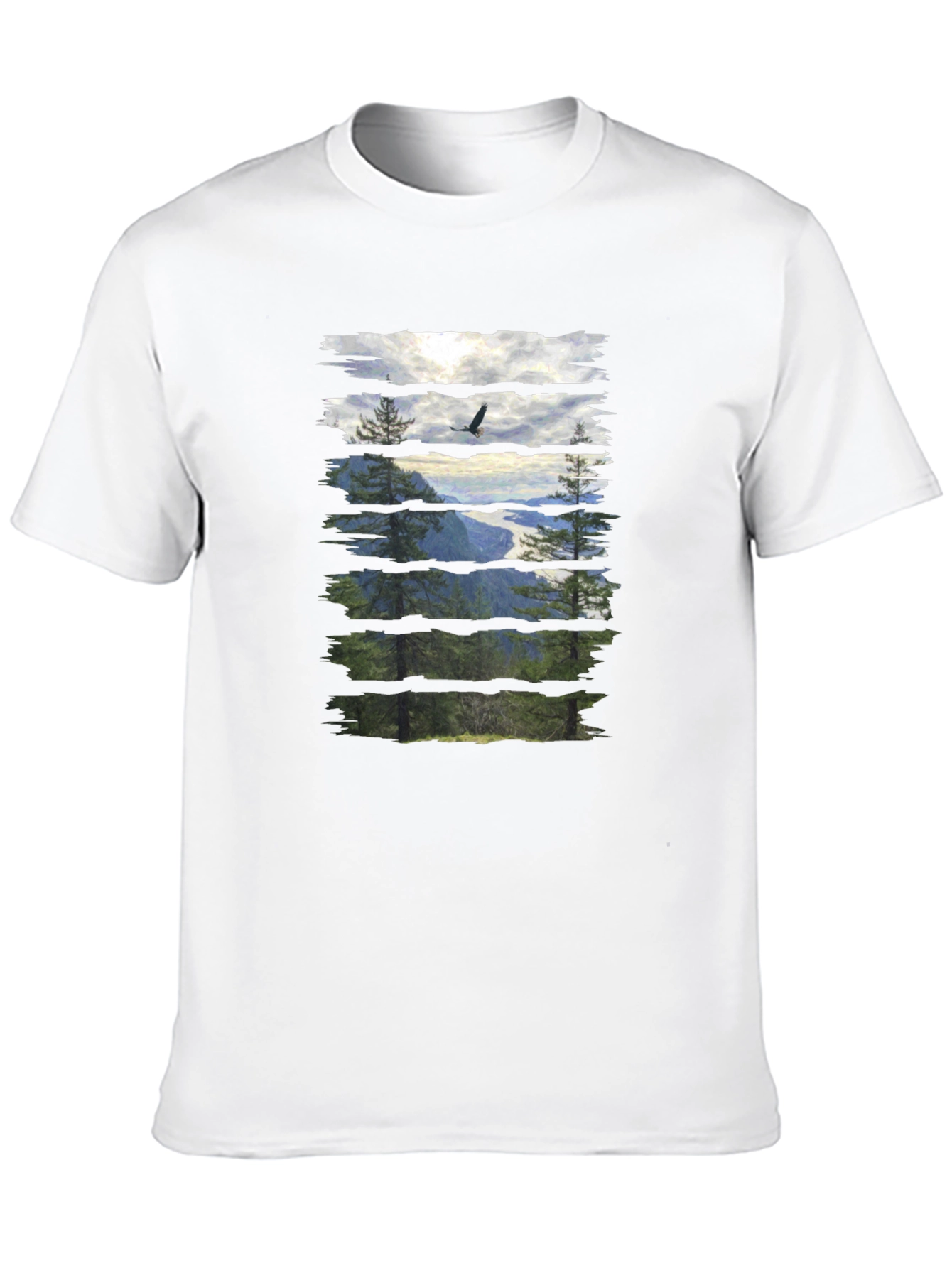 Nature View Graphic Tee - Black Cotton T-Shirt
