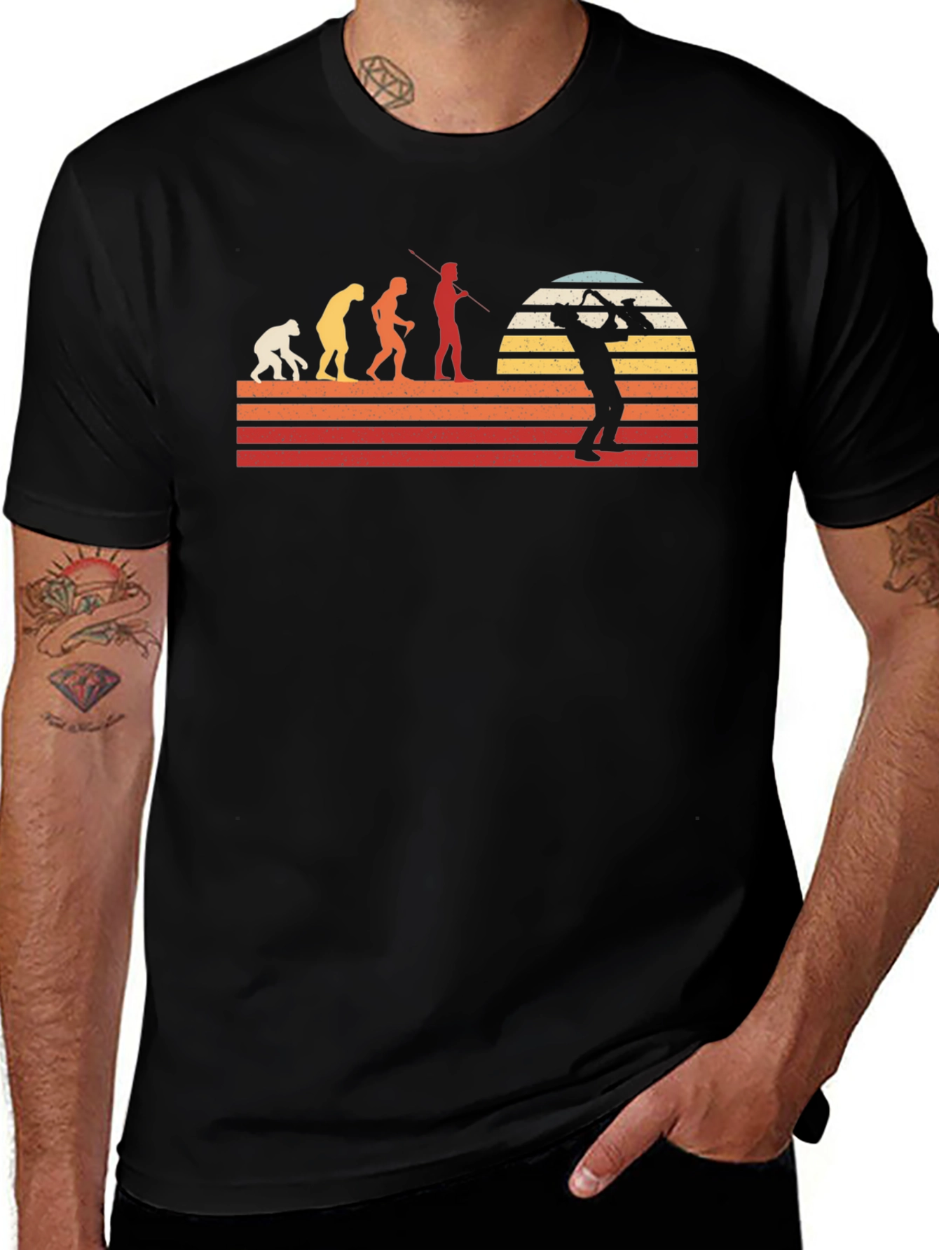 Evolution of Tuba Player Black T-Shirt