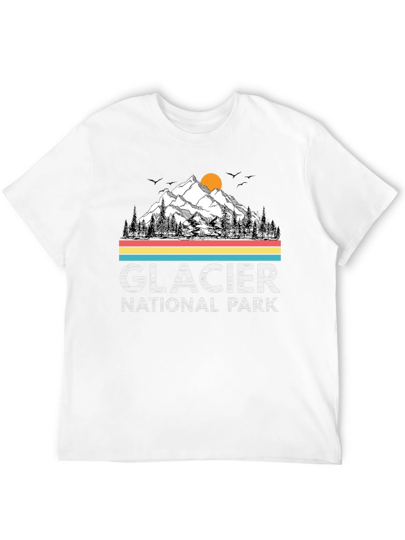 Glacier National Park Black T-Shirt - Mountain Scene
