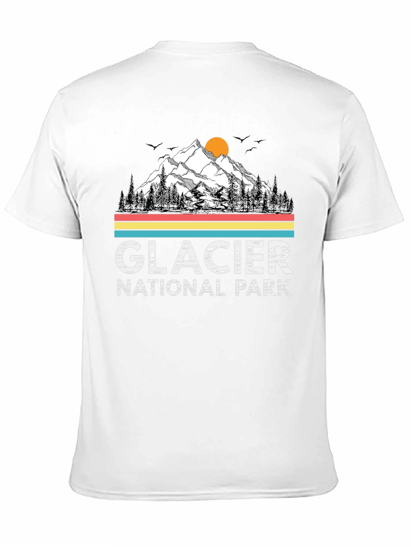 Glacier National Park Black T-Shirt - Mountain Scene